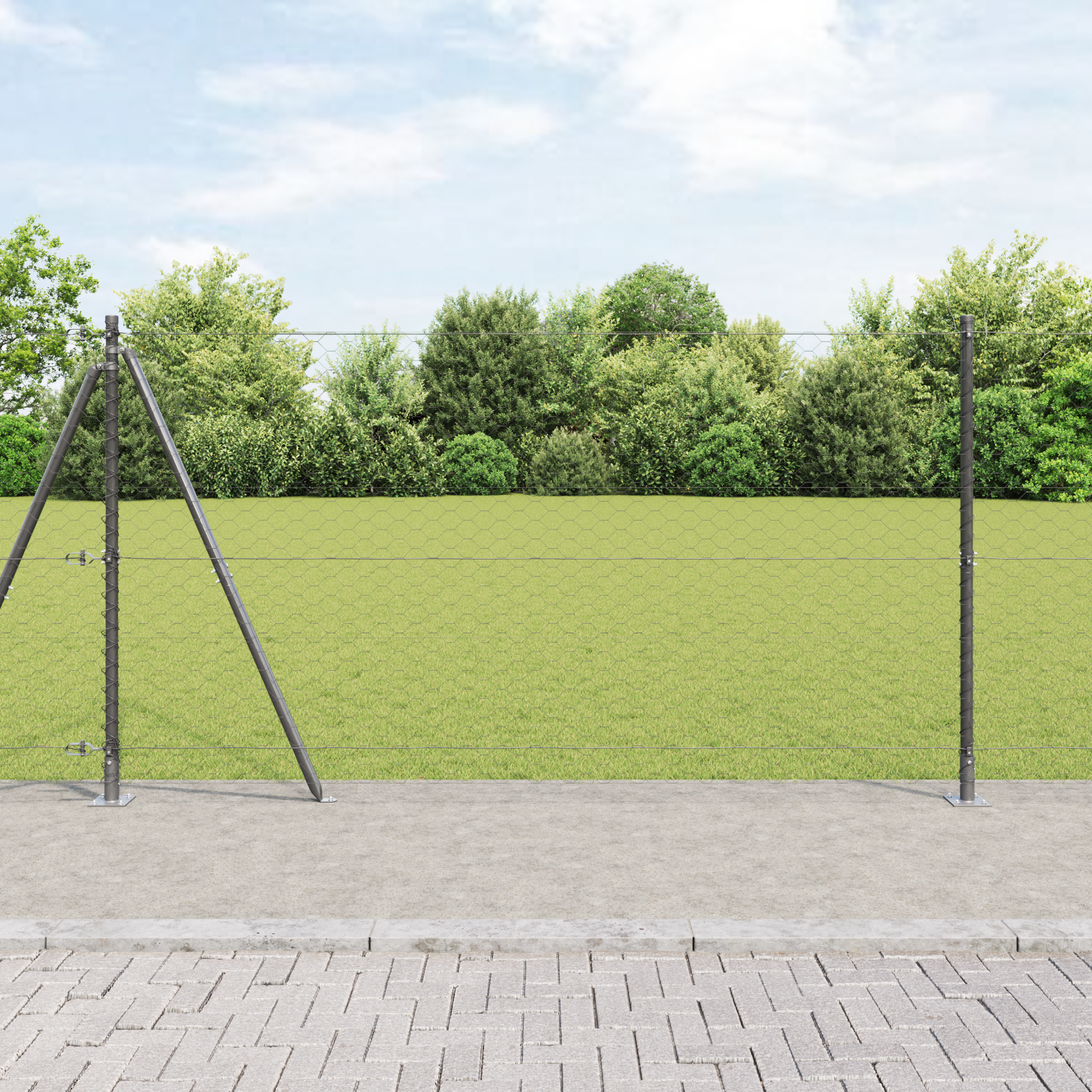 Fencing Set Set of 2 Grey Steel 25 x 1.2 m Durable