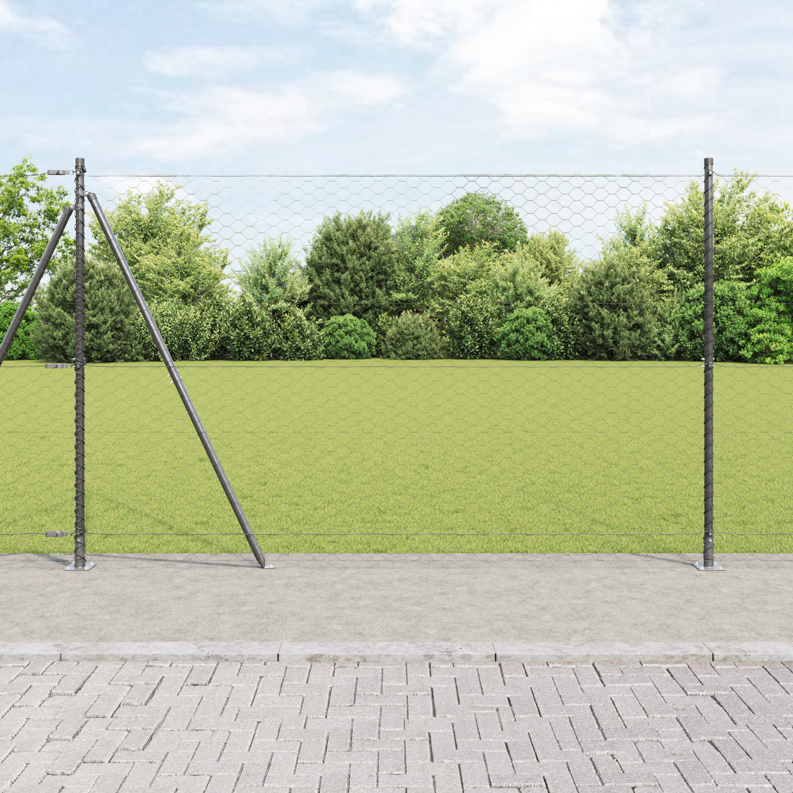Fencing Set Set of 2 Grey Steel 25 x 1.5 m Durable