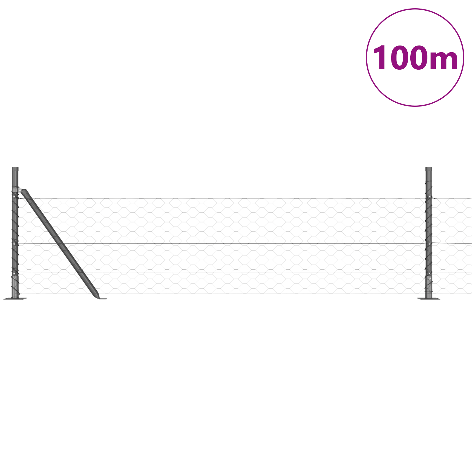 Hexagon Fence Grey 0.5x100 m Steel - Image 3