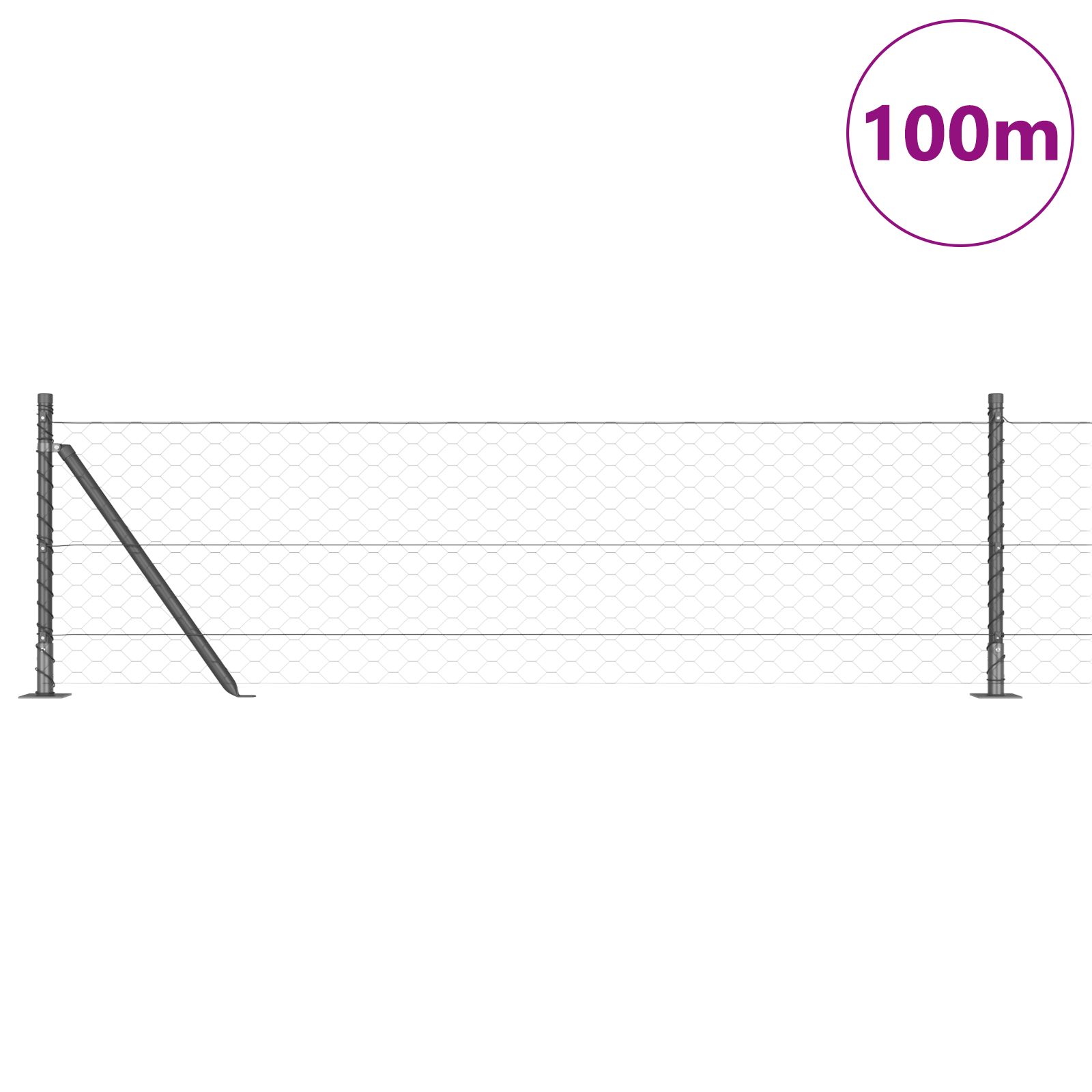 Hexagon Fence Grey 0.6x100 m Steel - Image 3