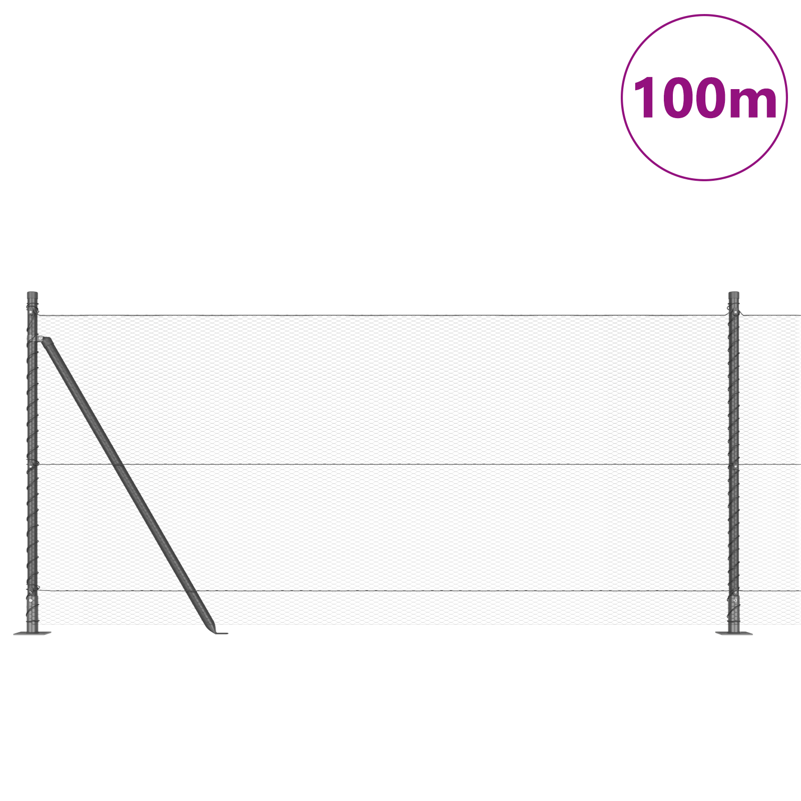 Hexagon Fence Grey 0.8x100 m Steel - Image 3