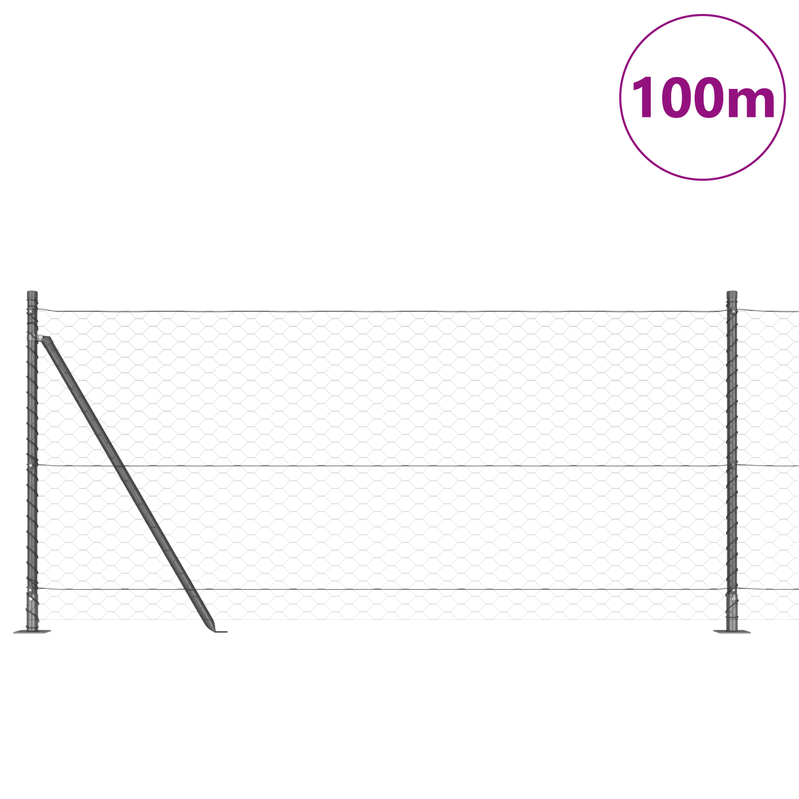 Hexagon Fence Grey 1x100 m Steel - Image 3