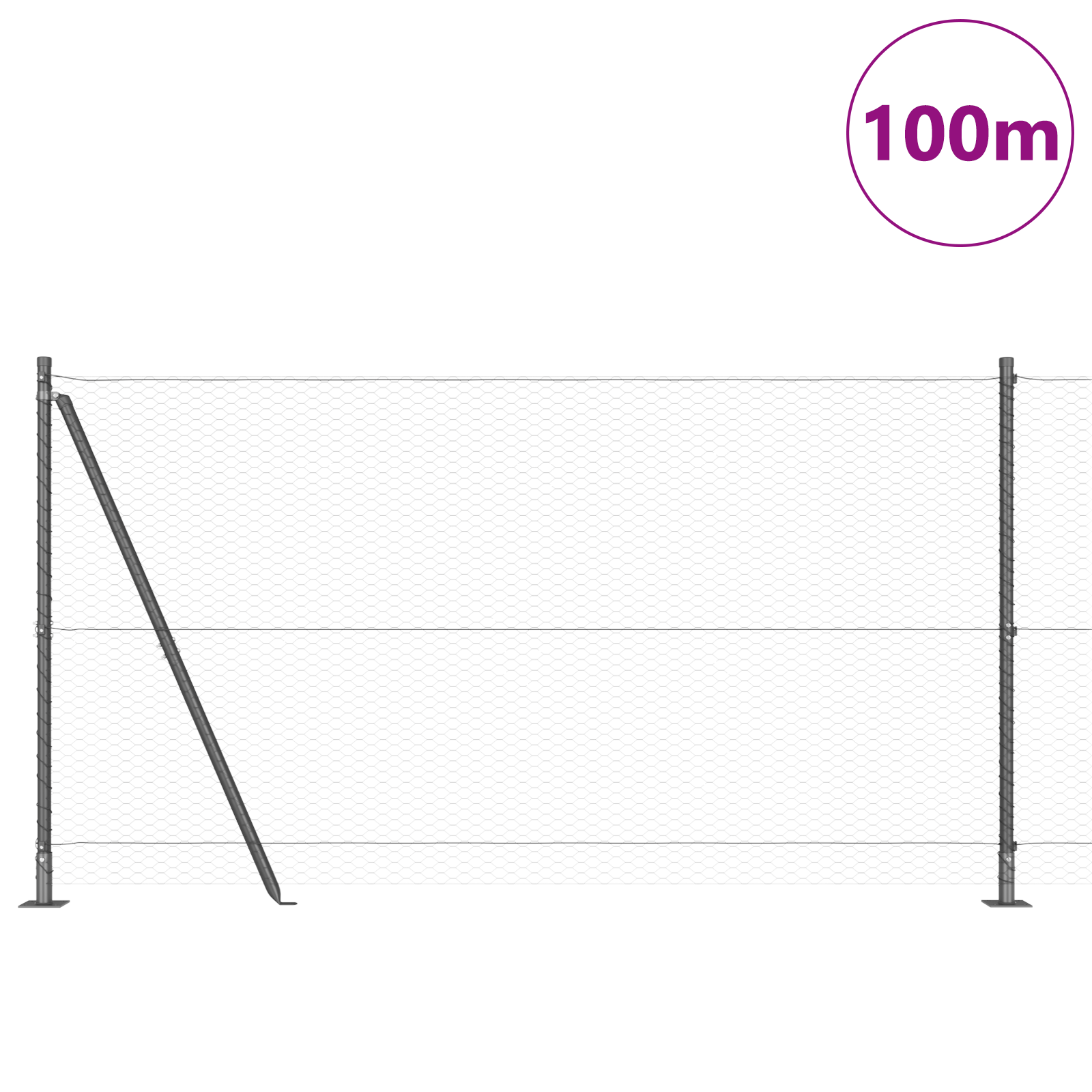 Hexagon Fence Grey 1.2x100 m Steel - Image 3