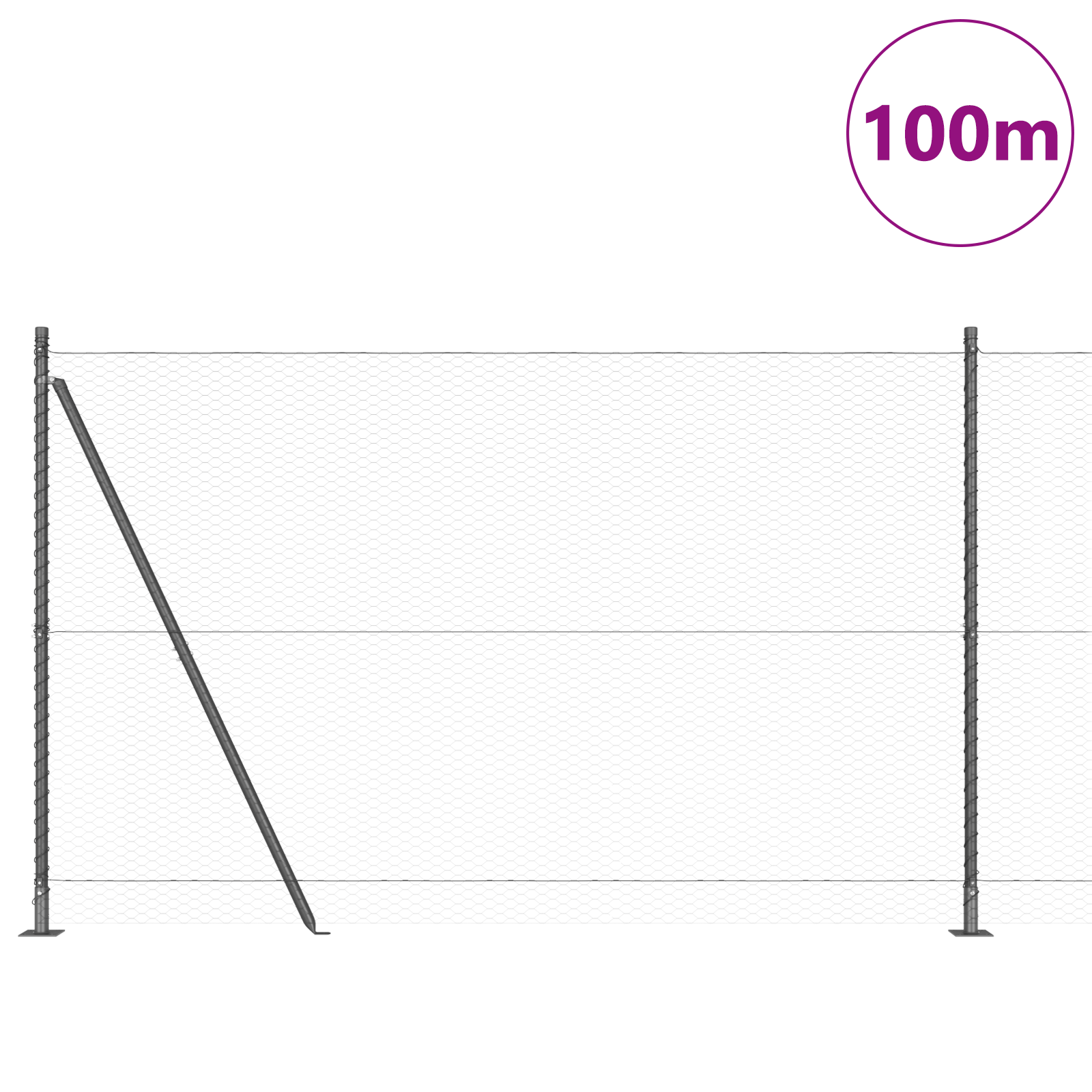 Hexagon Fence Grey 1.6x100 m Steel - Image 3