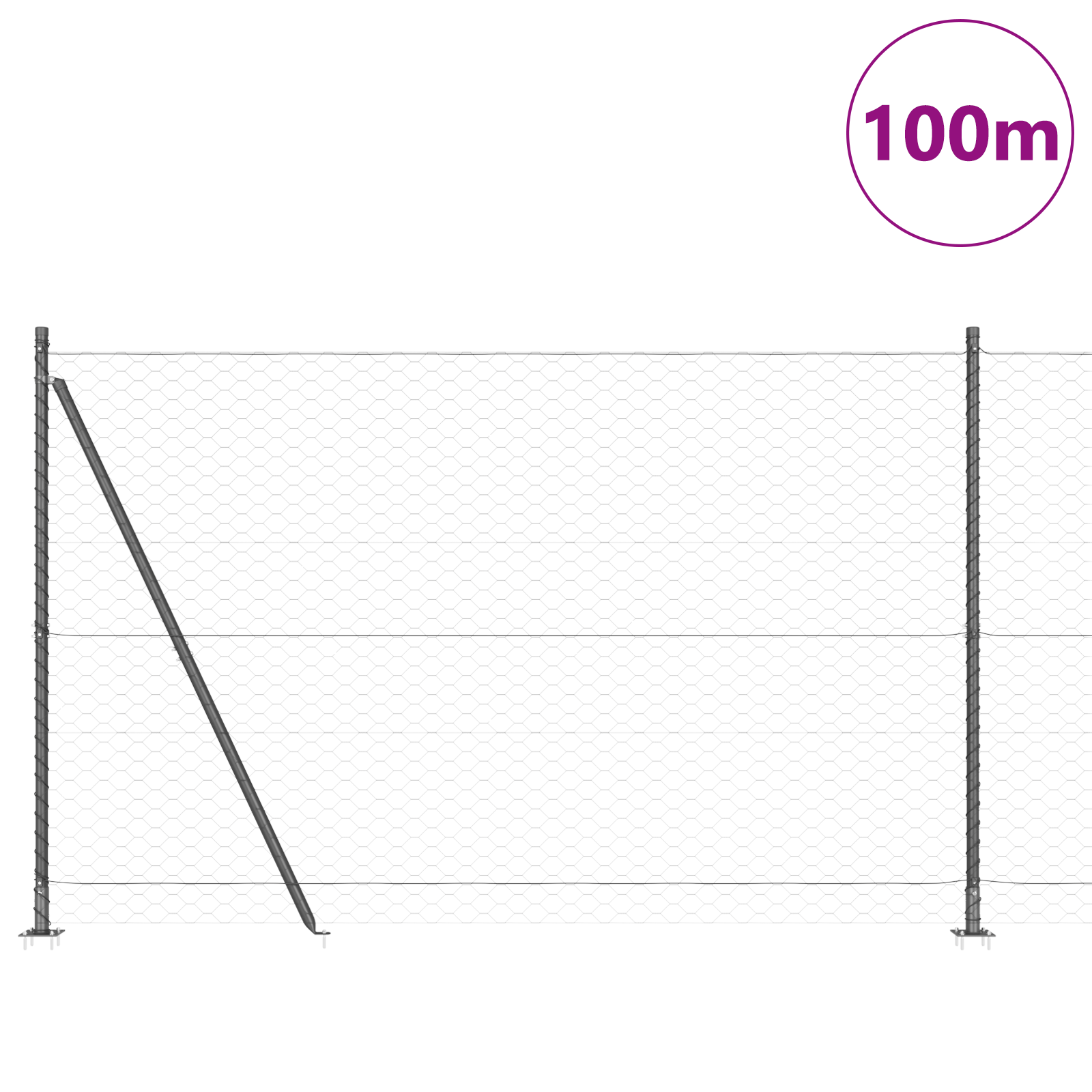 Hexagon Fence Grey 1.6 x 100 m Steel - Image 3