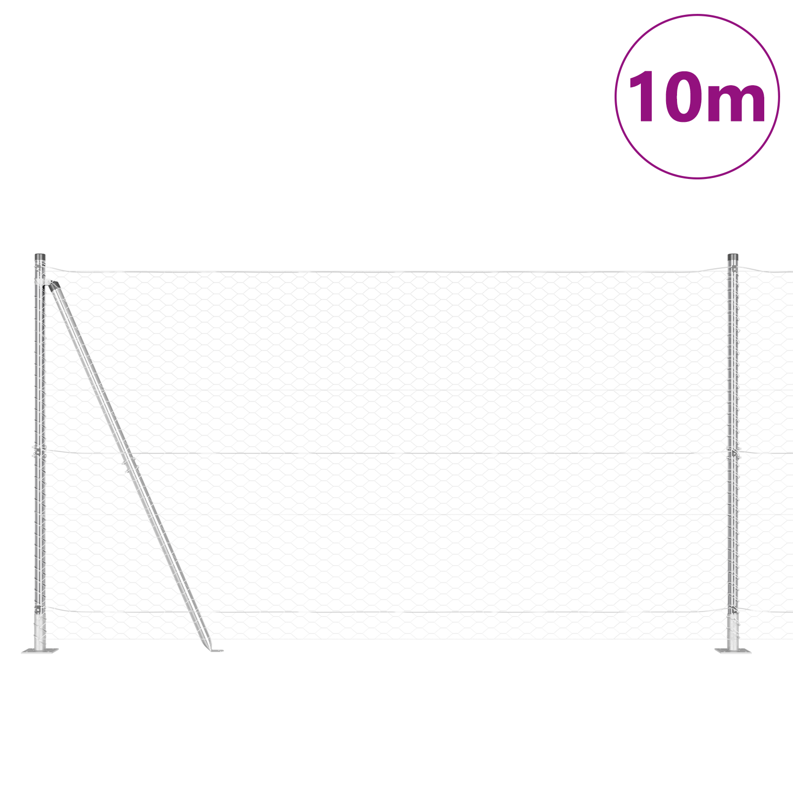Hexagon Fence 1.2x10 m Galvanised Steel - Image 3