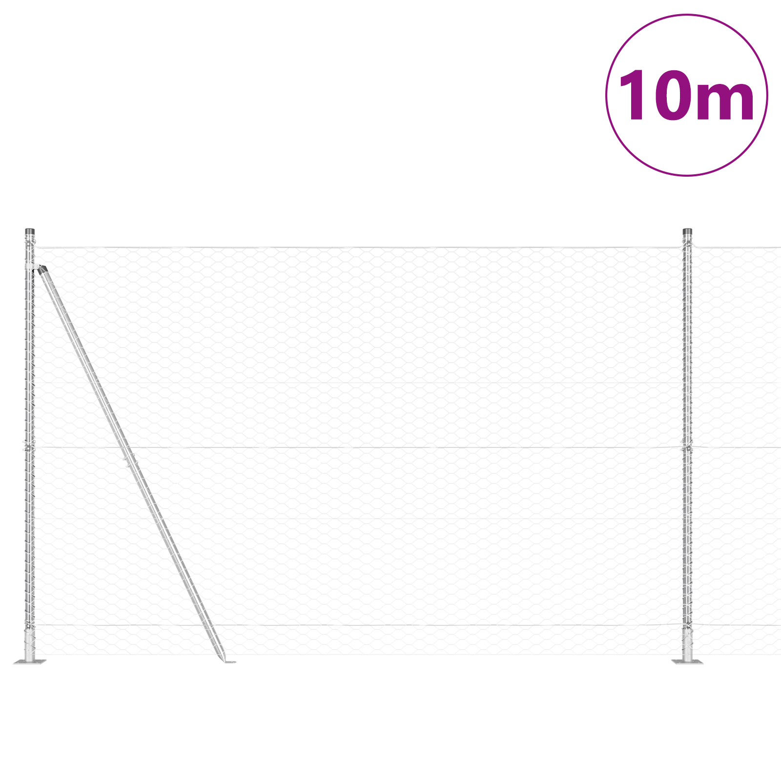 Hexagon Fence 1.4x10 m Galvanised Steel - Image 3
