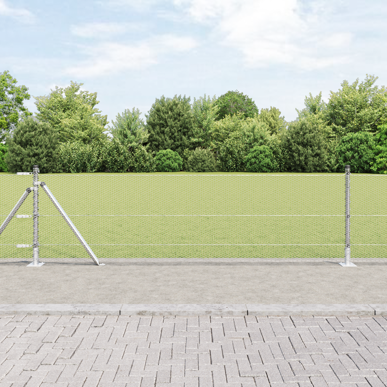 Fencing Set Set of 2 Galvanized Steel 25 x 0.5 m Durable