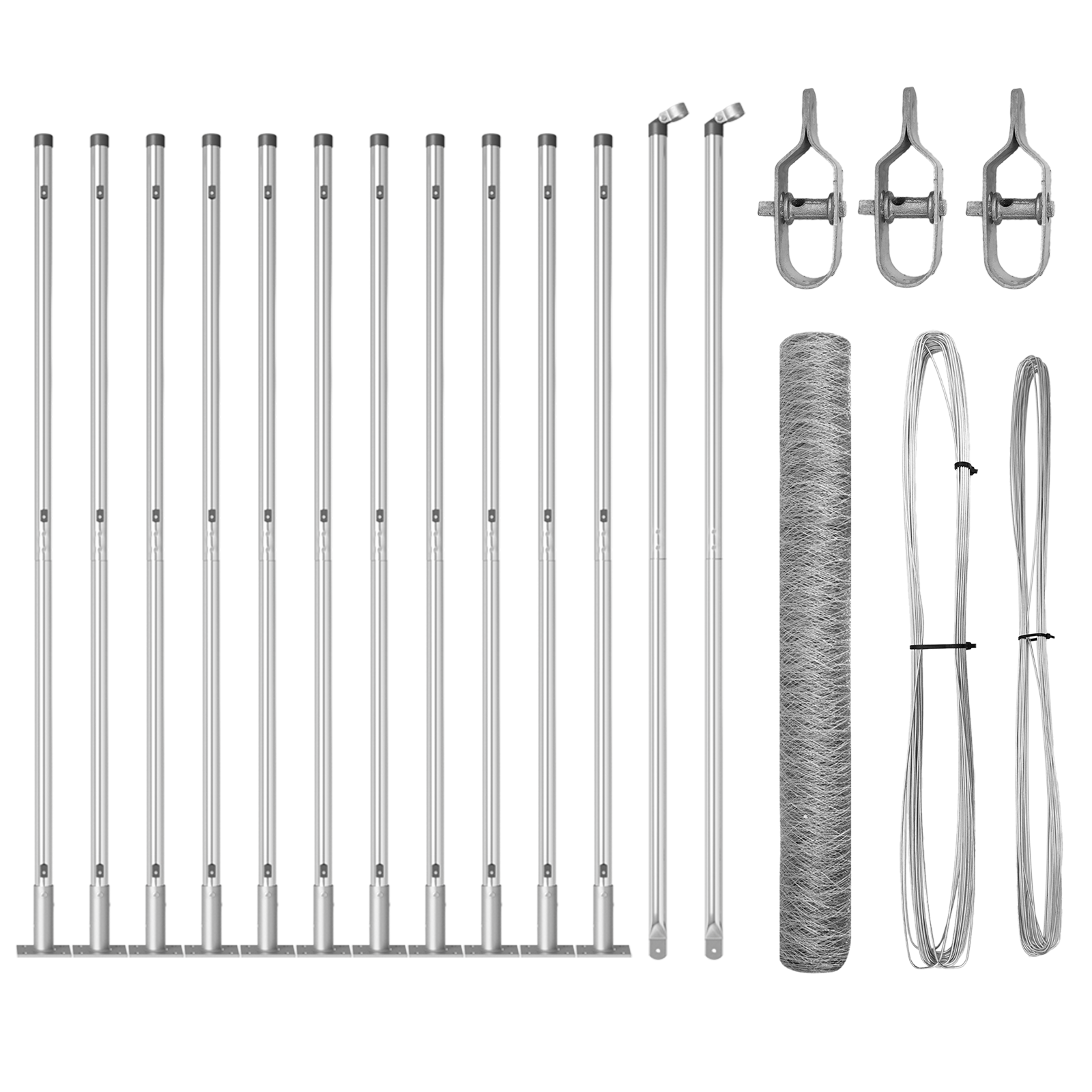 Hexagon Fence with 11 Flanged Posts 1x25 m Galvanised Steel - Image 2