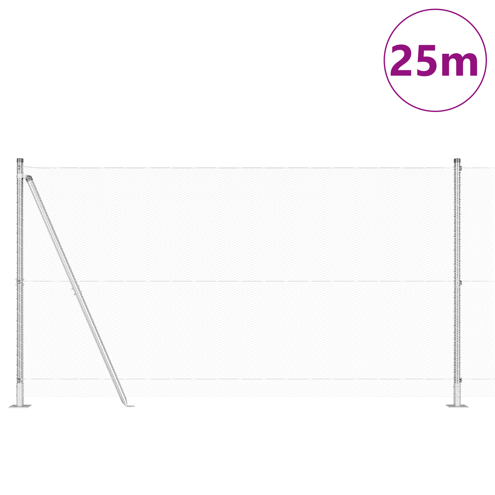 Fencing Set Set of 2 Galvanised Steel 25 x 1.2 m Durable - Image 3