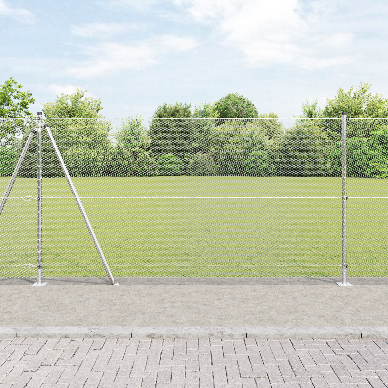 Fencing Set Set of 2 Galvanised Steel 25 x 1.2 m Durable