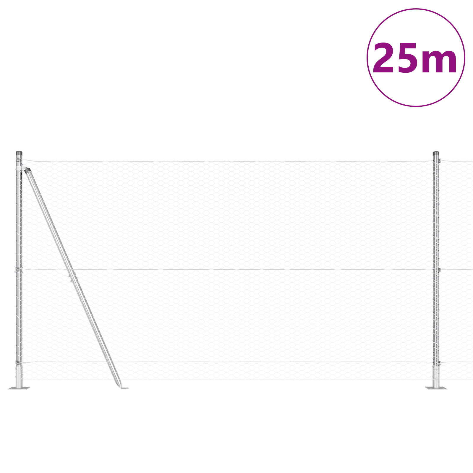 Fencing Set Set of 2 Galvanised steel 25 x 1.2 m Durable - Image 3