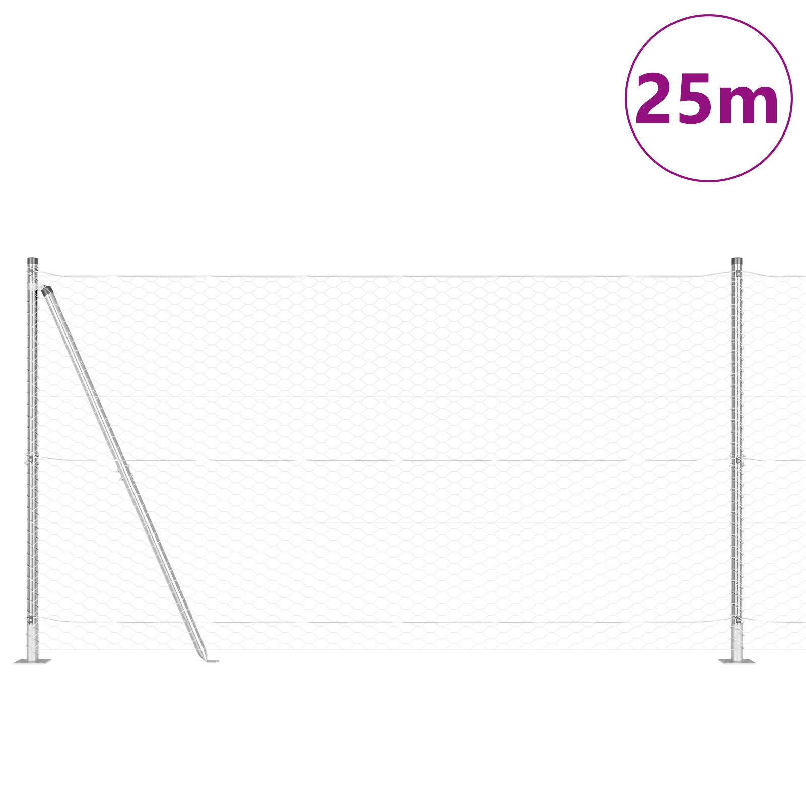 Fencing Set Set of 2 Galvanised Steel 25 x 1.2 m Durable - Image 3