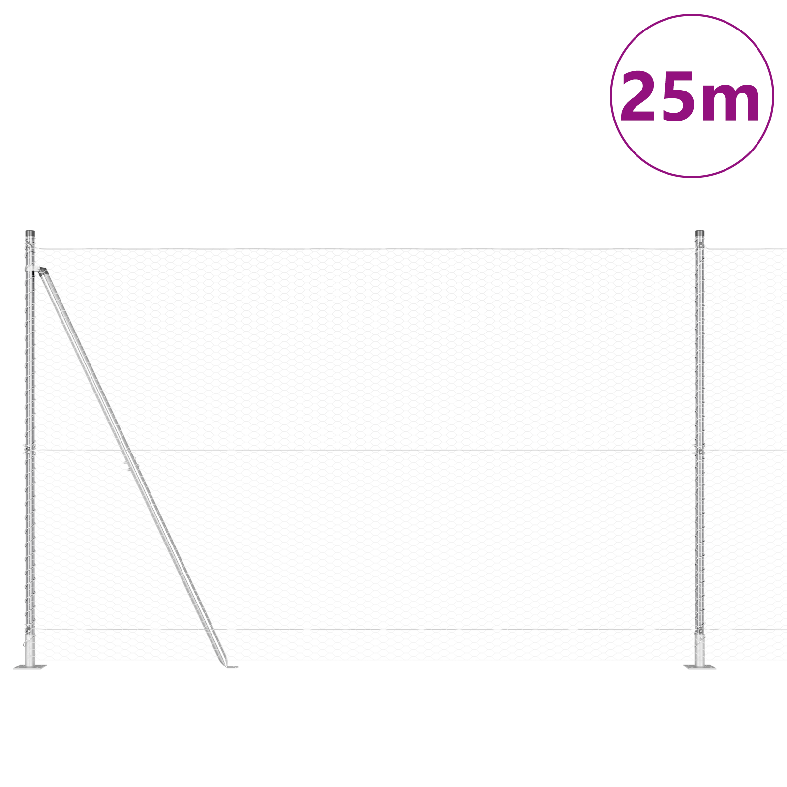 Fencing Set Set of 2 Galvanised steel 25 x 1.5 m Durable - Image 3