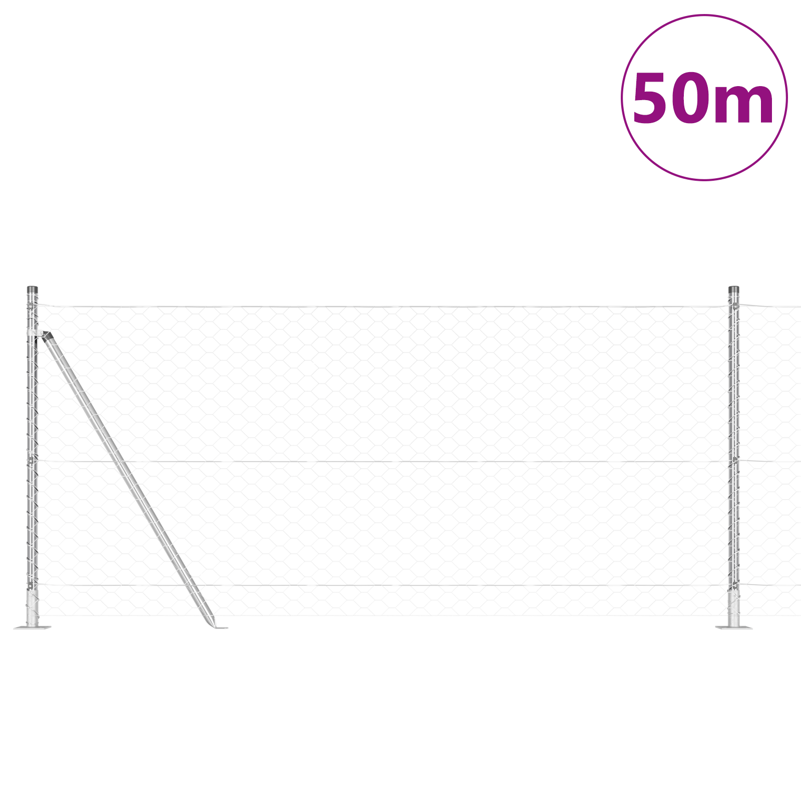 Hexagon Fence 1x50 m Galvanised Steel - Image 3