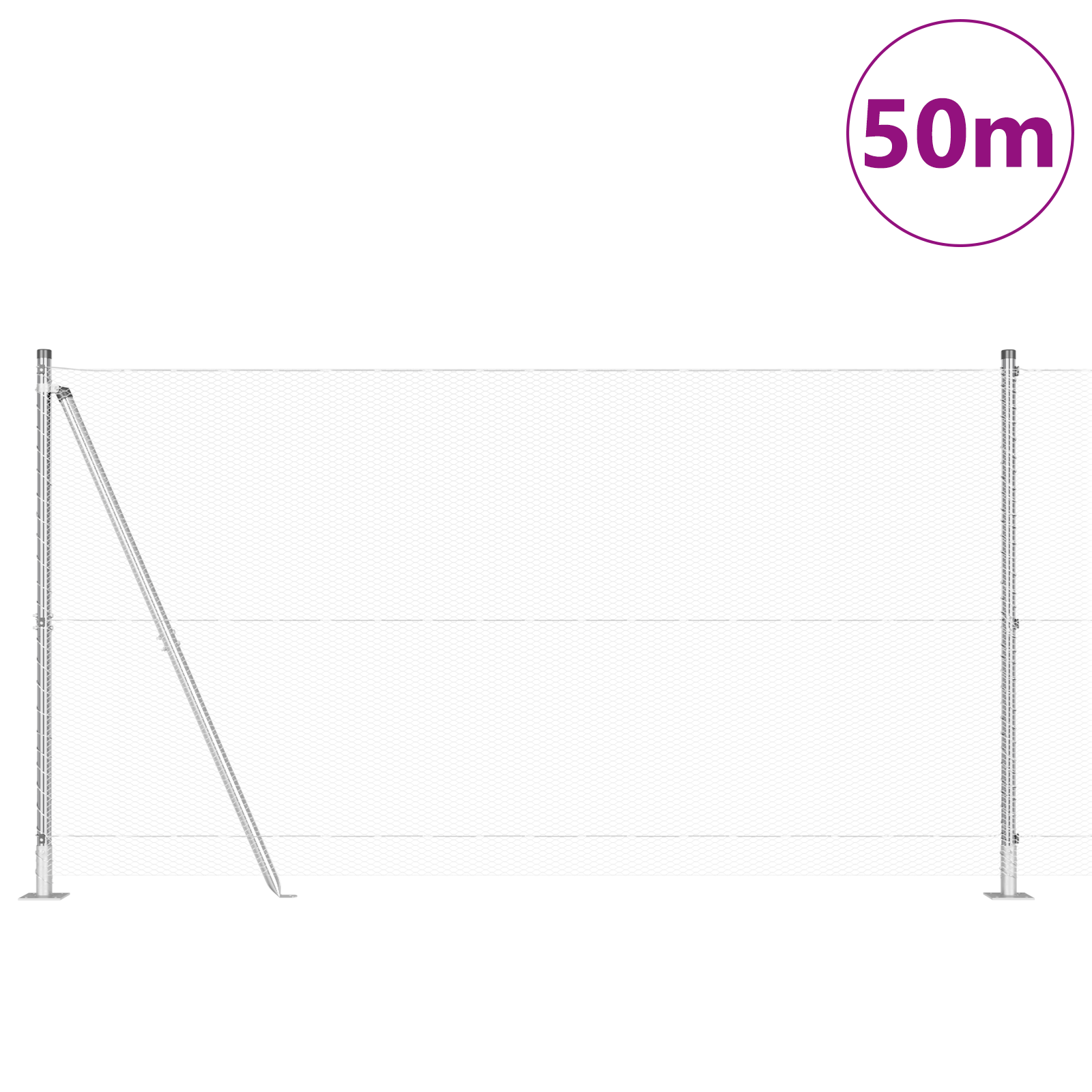Hexagon Fence 1.2x50 m Galvanised Steel - Image 3