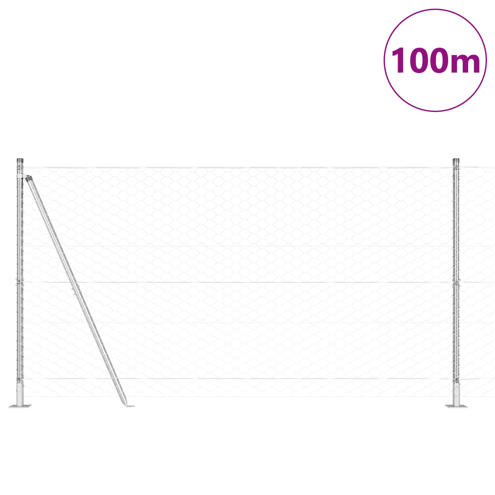 Hexagon Fence 1.6 x 100 m Galvanised Steel - Image 3