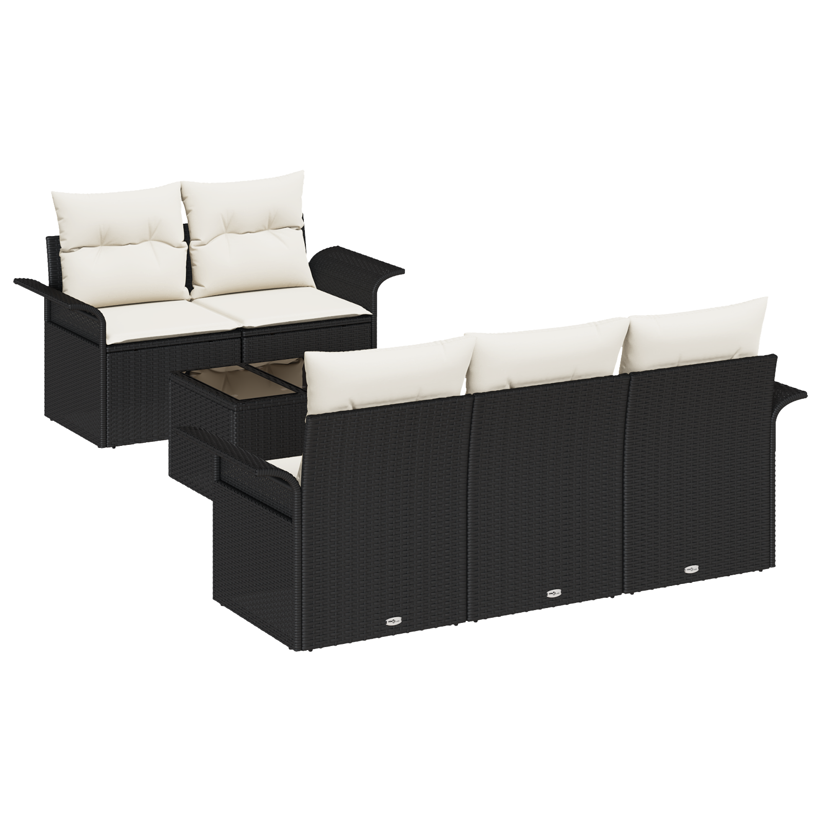 Thumbnail - vidaXL 6-teilige Garten-Sofa-Gruppe mit Kissen Schwarz Poly-Rattan