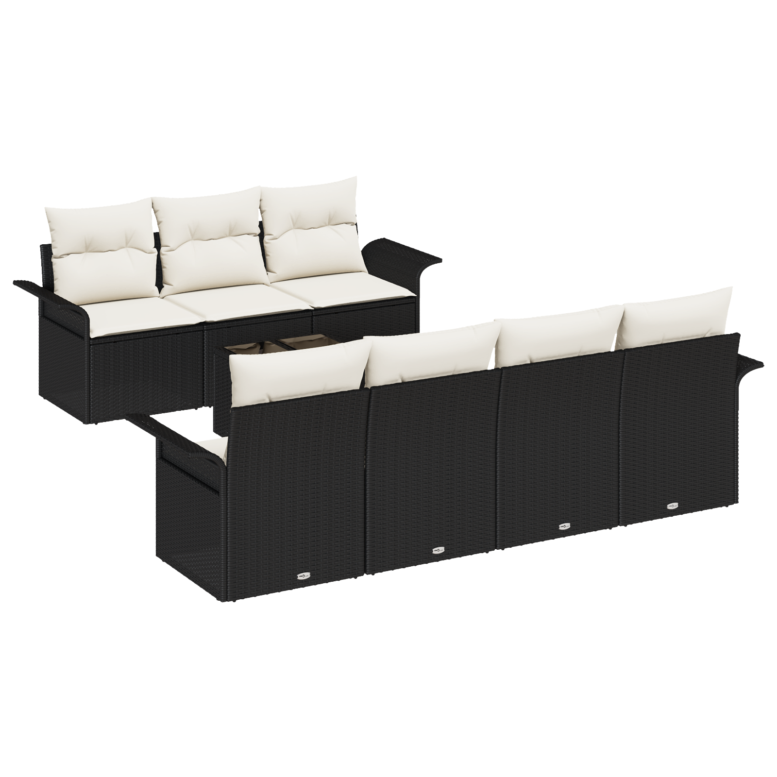 Thumbnail - vidaXL 8-teiliges Garten-Sofa-Set mit Kissen in Schwarz aus Poly Rattan