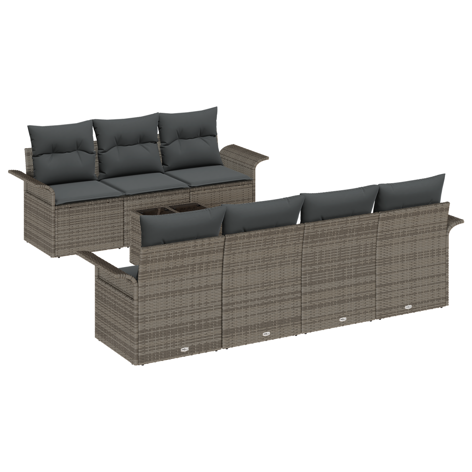 Garten Sofa Set Set von 4 Grau Rattan Groß Modular – Bild 2