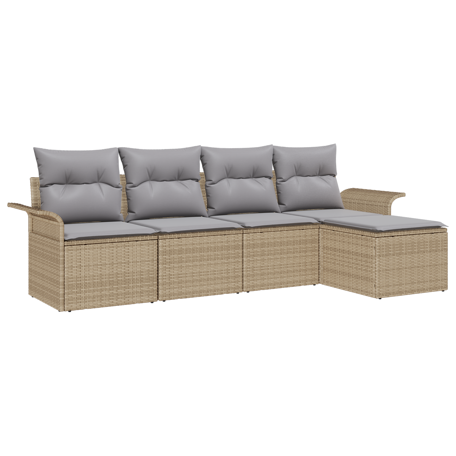 5-teiliges Garten Sofa Set mit Kissen in beigem Poly Rattan – Bild 2