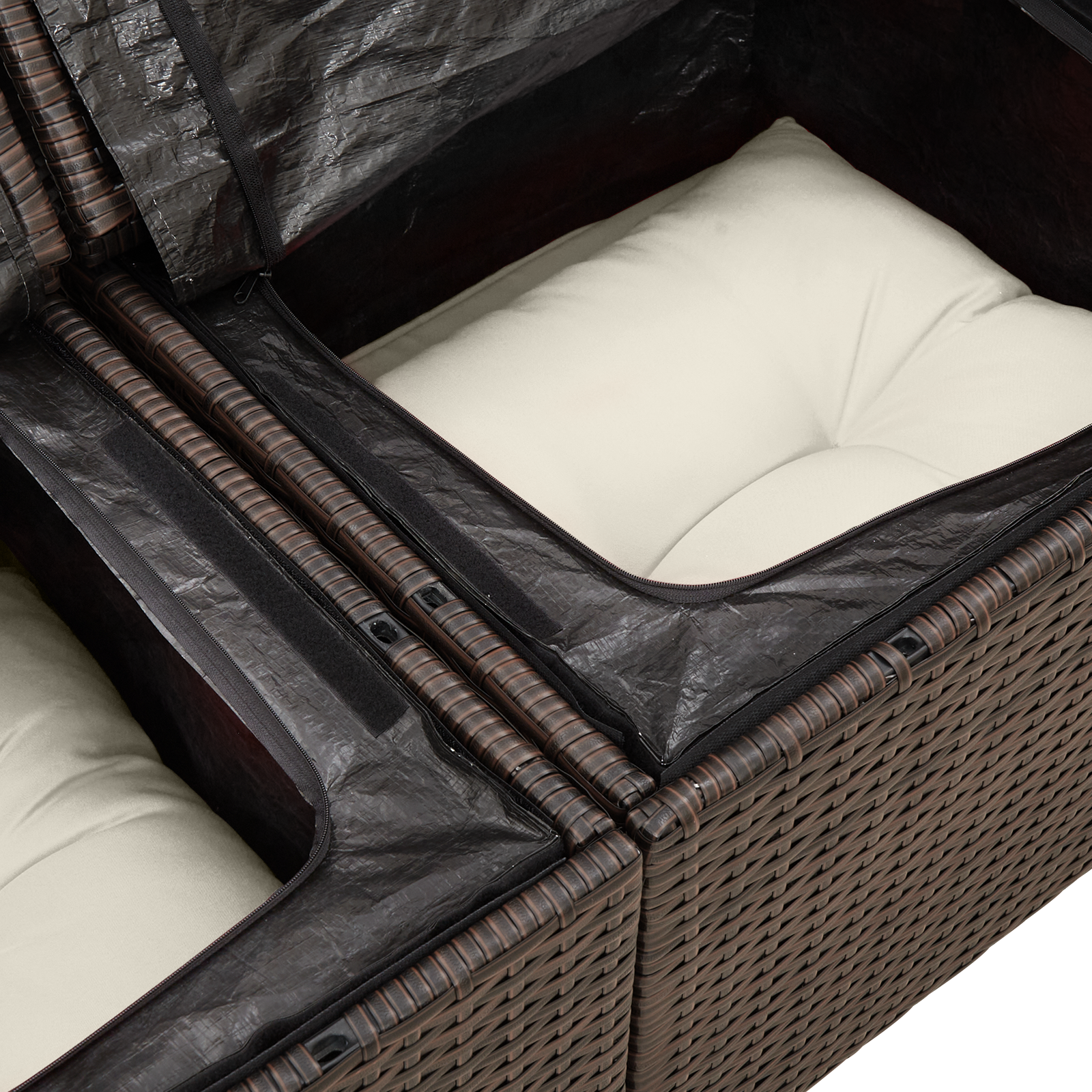 5 dalių sodo sofa rinkinys su pagalvėlėmis Pilkas poli ratanas - Image 9
