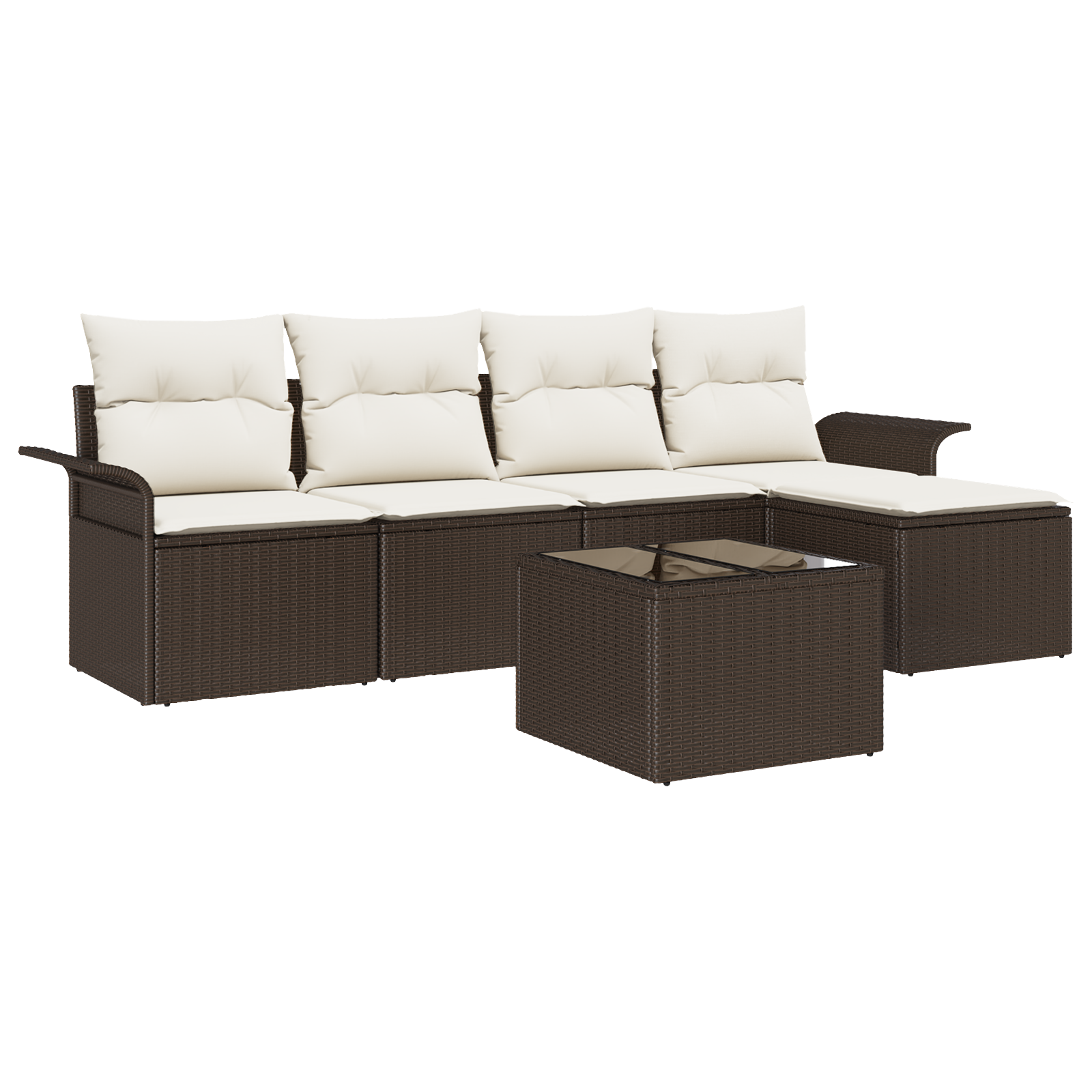 5 dalių sodo sofa rinkinys su pagalvėlėmis Pilkas poli ratanas - Image 2
