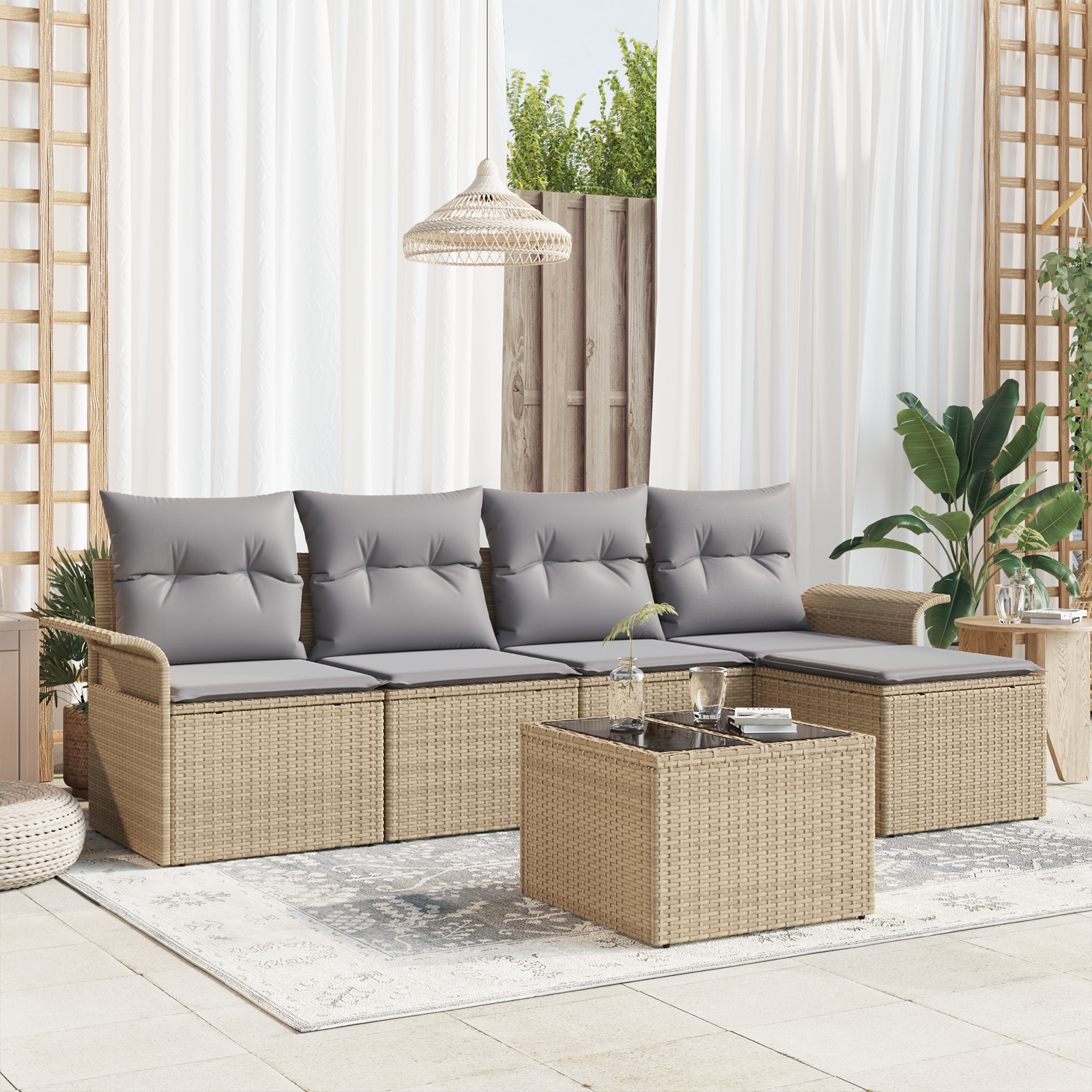 Thumbnail - vidaXL 6-teiliges Garten Sofa Set mit Kissen Schwarz Poly Rattan