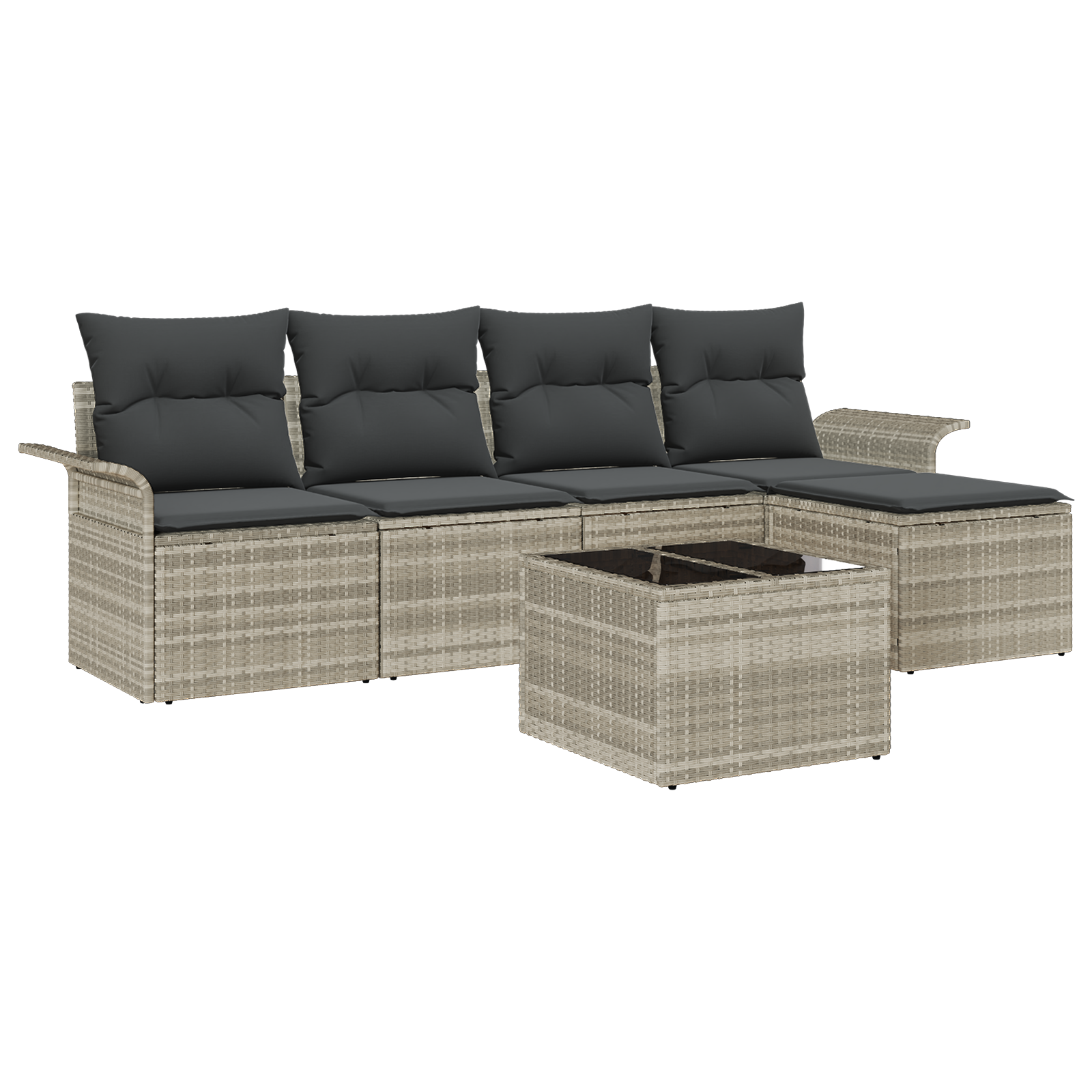 6 dalių sodo sofa su pagalvėlėmis, pilka poli ratanas - Image 2