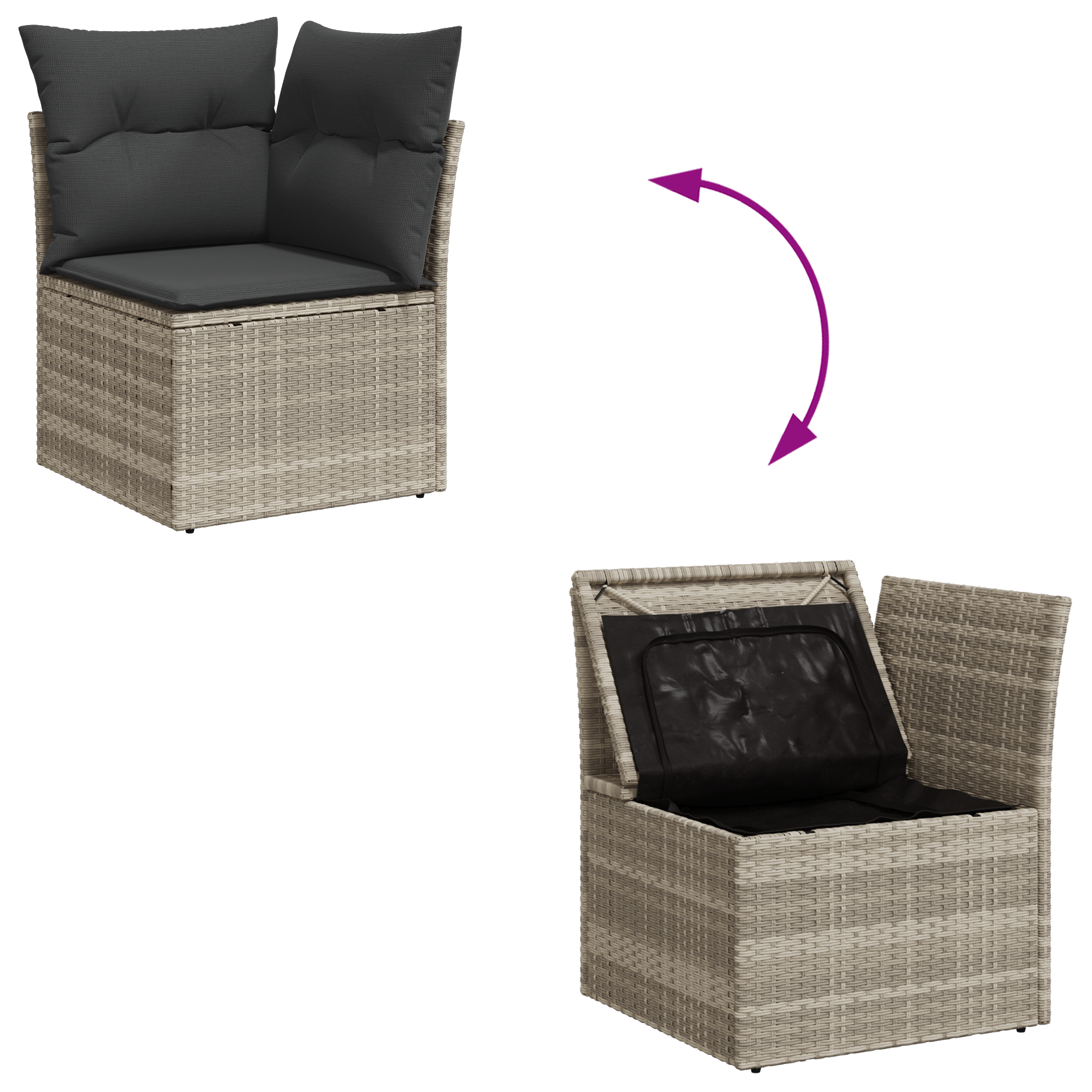 4-teiliges Garten Sofa Set mit Kissen in Hellgrau Poly Rattan – Bild 10