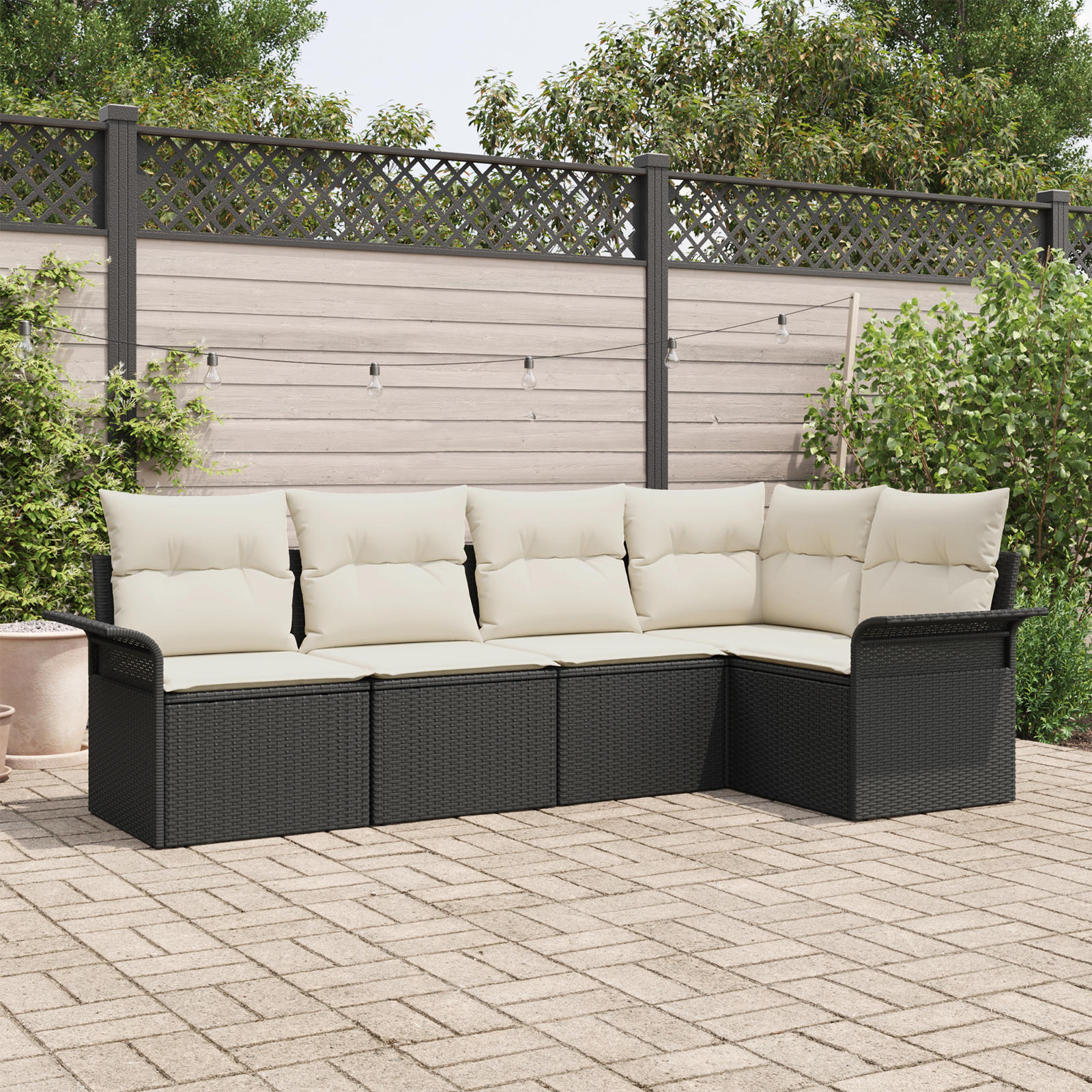 Thumbnail - vidaXL 5-teiliges Garten Sofa Set mit Kissen Schwarz Poly-Rattan