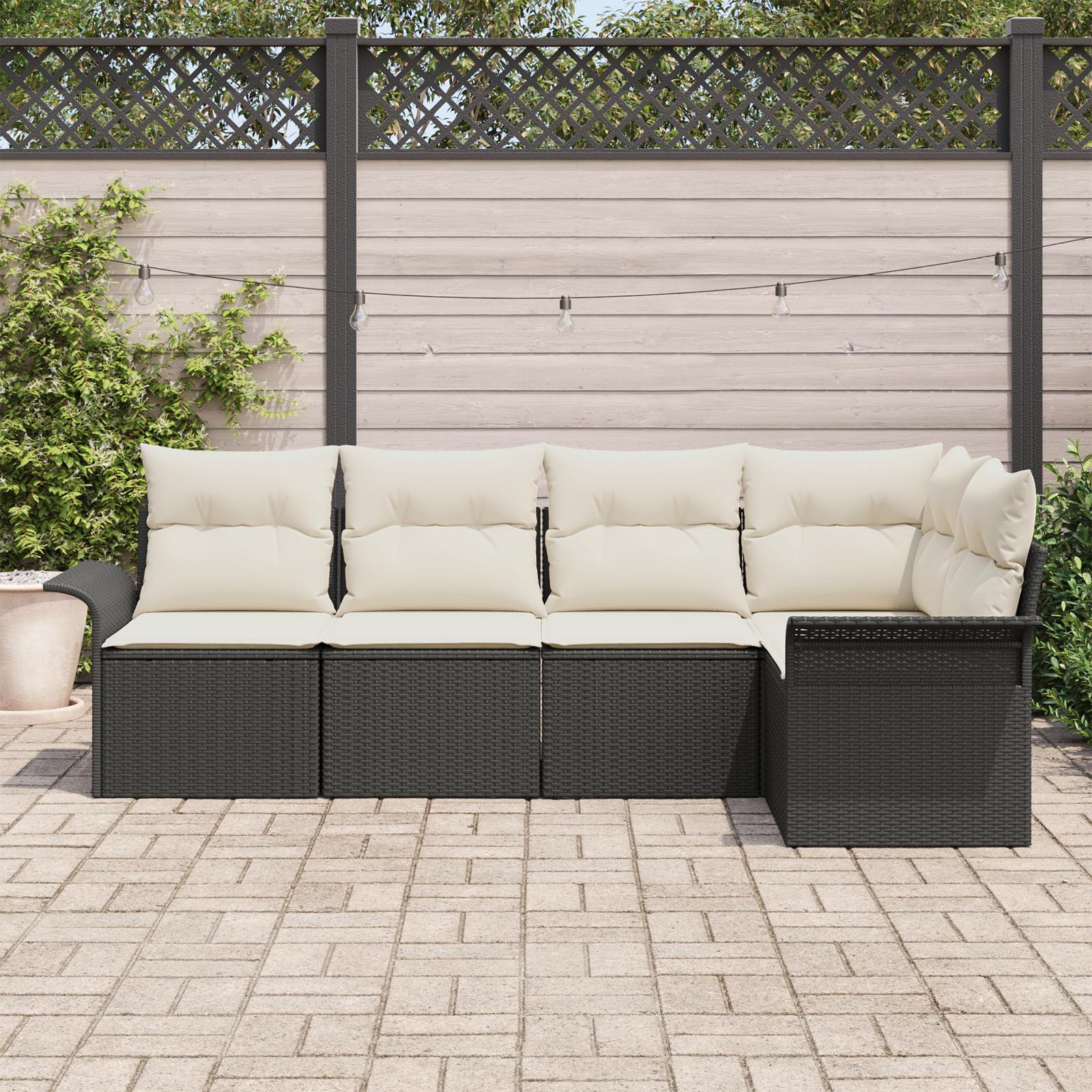 Thumbnail - vidaXL 5-teiliges Garten Sofa Set mit Kissen Schwarz Poly-Rattan