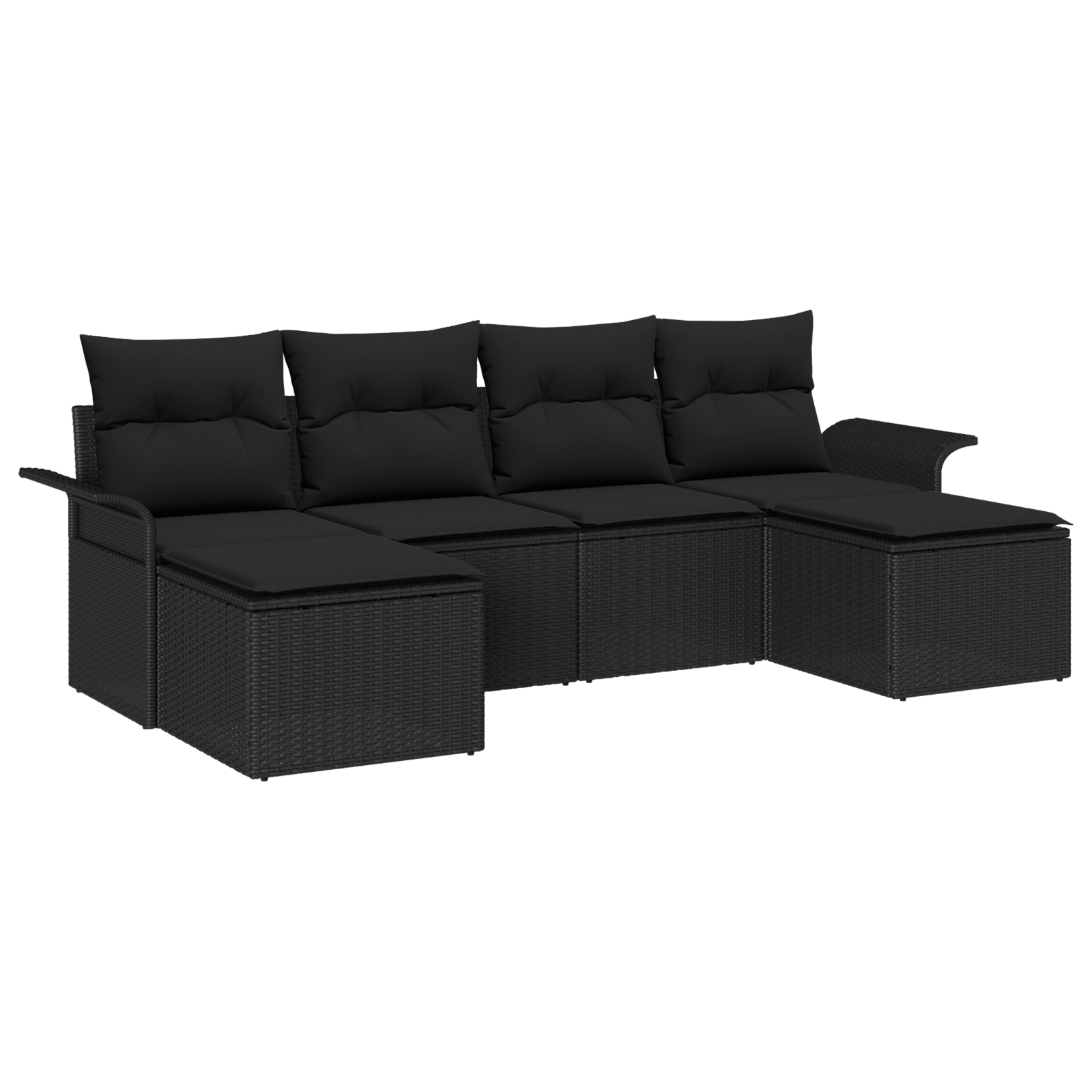 Garten-Sofa-Set Set aus 5 Schwarz Handgewebtes Rattan Groß – Bild 2