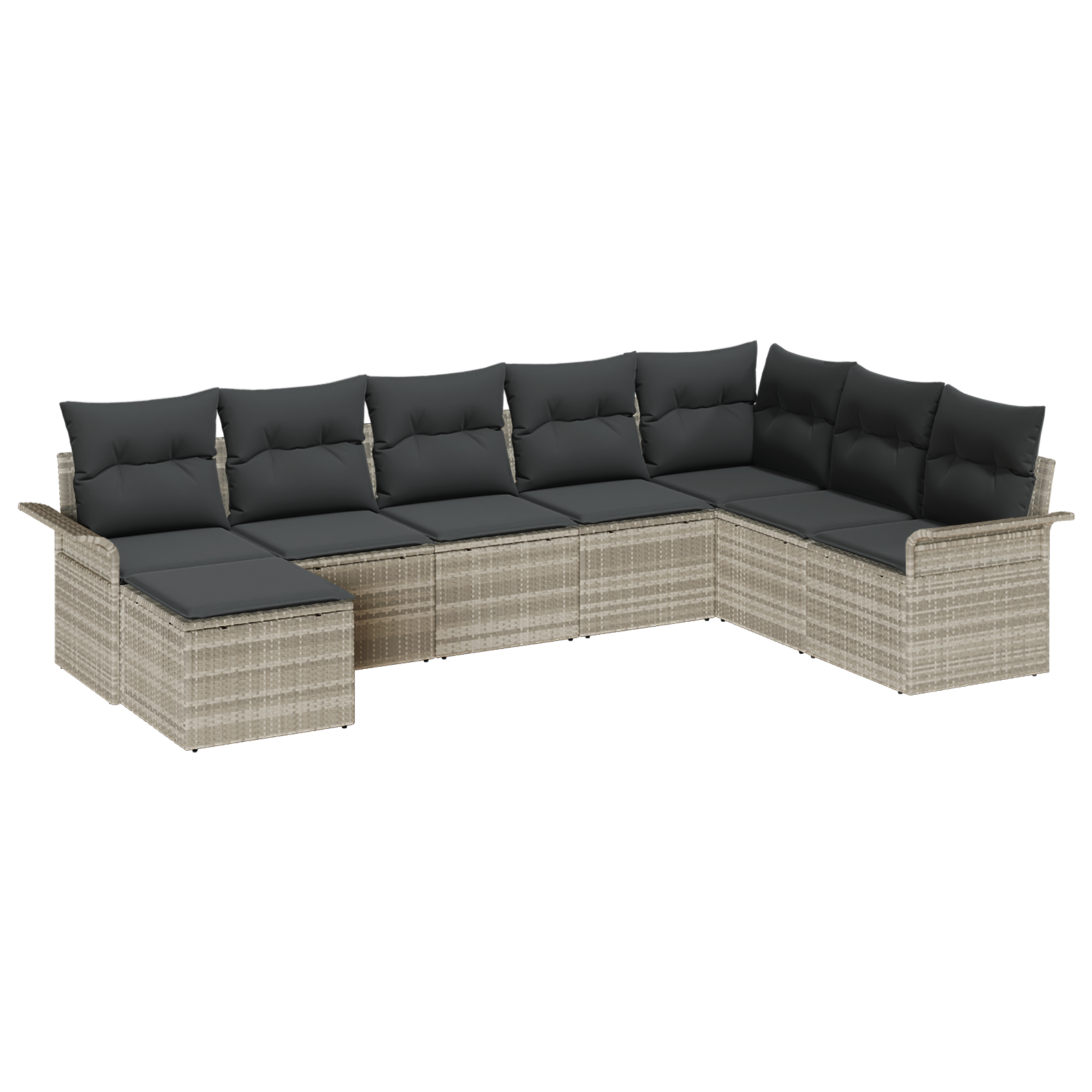 Thumbnail - vidaXL 8-tlg. Garten-Sofagarnitur mit Kissen Hellgrau Poly Rattan