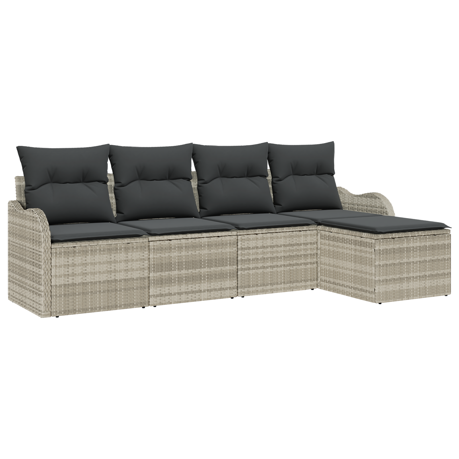 Thumbnail - vidaXL 5-teiliges Garten-Sofaset mit Kissen Hellgraues Poly-Rattan