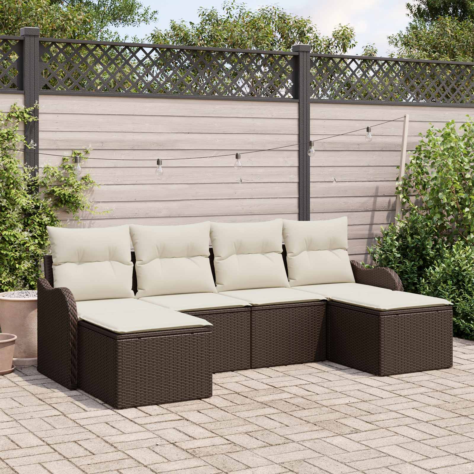 Thumbnail - vidaXL 6-teilige Garten Sofa Set mit Kissen Braun Poly Rattan