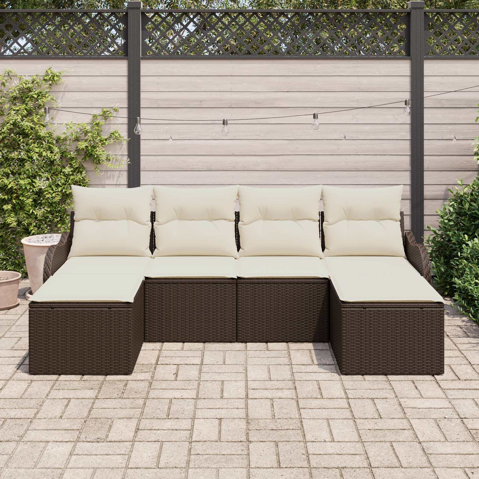 Thumbnail - vidaXL 6-teilige Garten Sofa Set mit Kissen Braun Poly Rattan