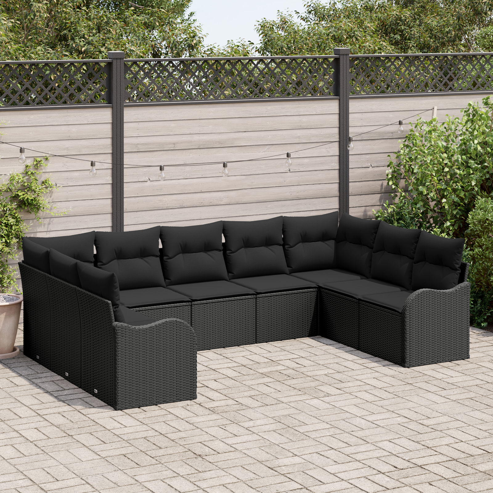 Thumbnail - vidaXL 9-teiliges Garten Sofa Set mit Kissen Schwarzes Poly Rattan