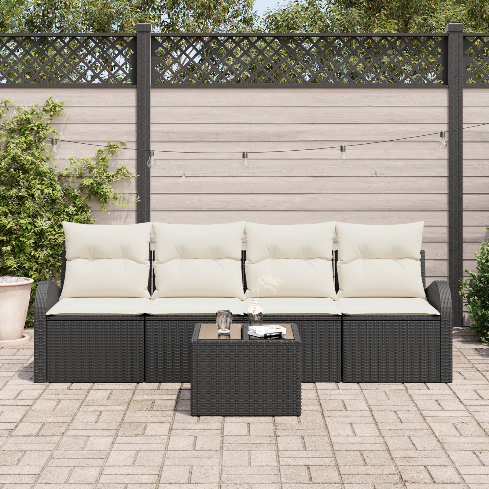 Thumbnail - vidaXL 5-teiliges Garten Sofa Set mit Kissen Schwarzes Poly Rattan