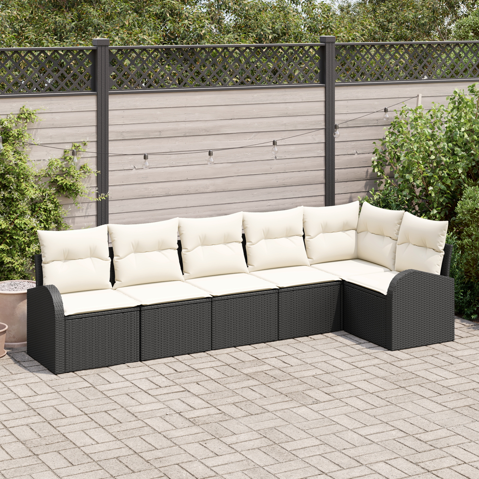 Thumbnail - vidaXL 6-teiliges Garten-Sofa-Set mit Kissen Schwarz Poly Rattan