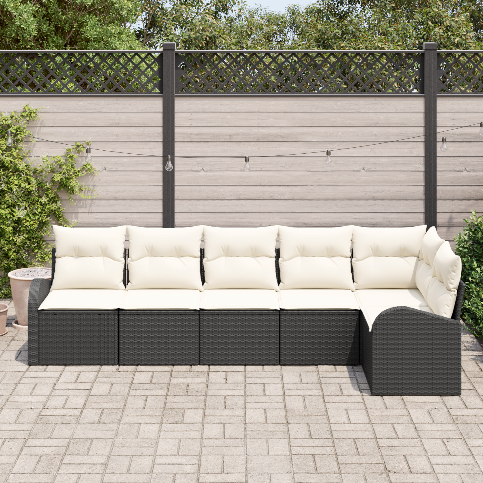 Thumbnail - vidaXL 6-teiliges Garten-Sofa-Set mit Kissen Schwarz Poly Rattan