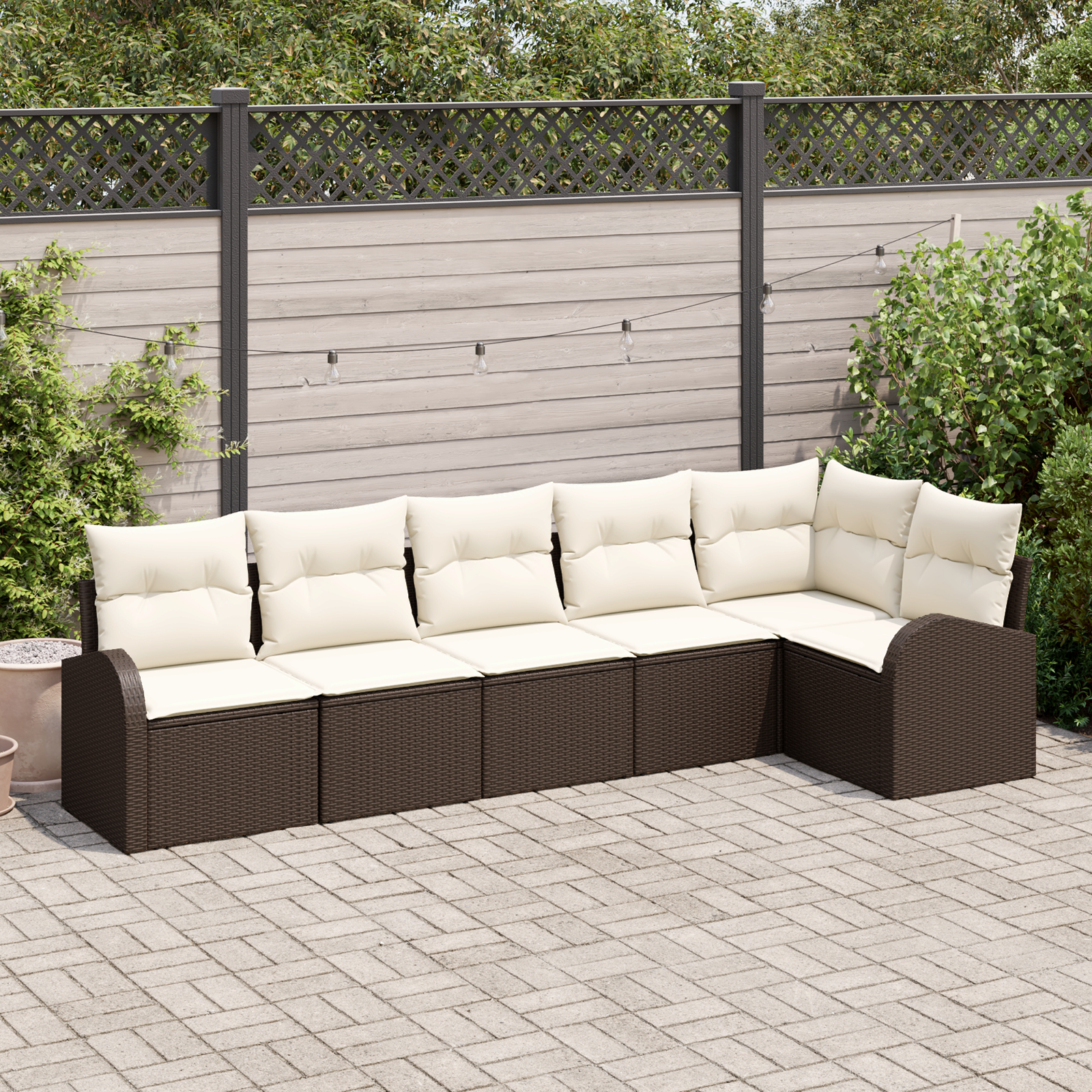 Thumbnail - vidaXL 6-teilige Garten Sofagarnitur mit Kissen Braun Poly Rattan