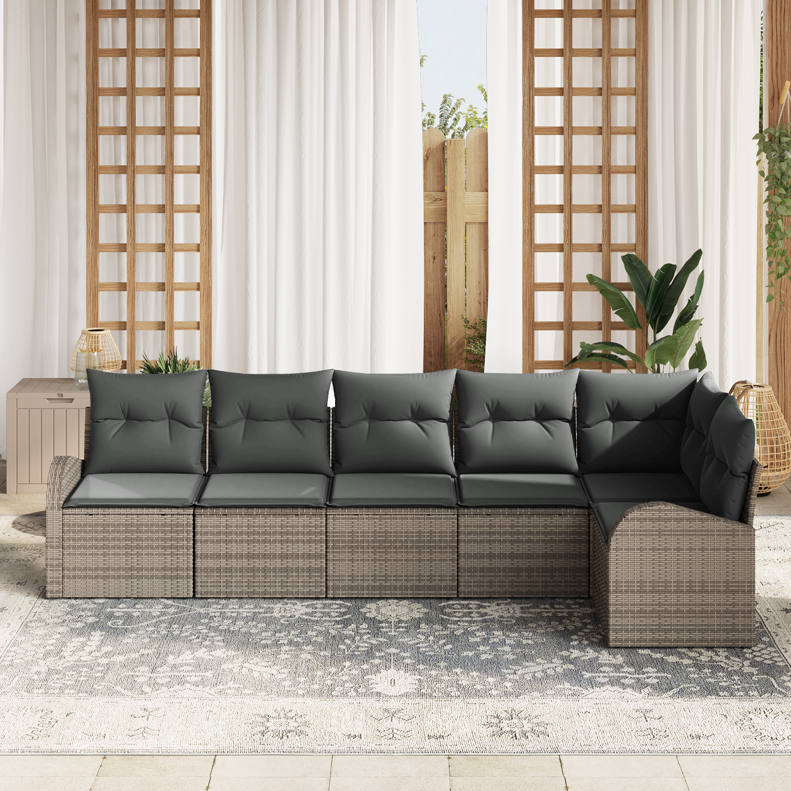 Thumbnail - vidaXL 6-teiliges Garten Sofa Set mit Kissen Grau Poly Rattan