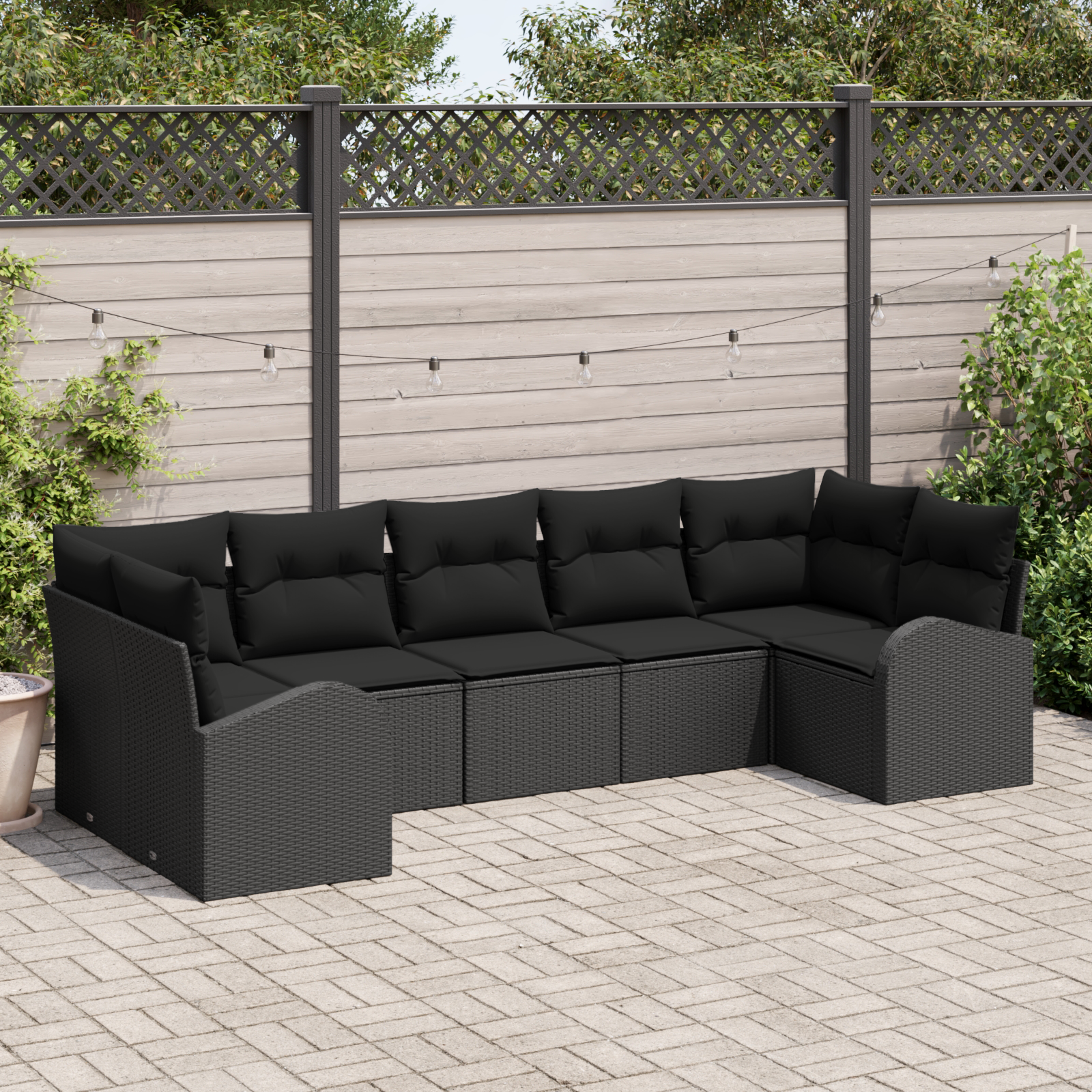 Thumbnail - vidaXL 7-teiliges Garten Sofa Set mit Kissen Schwarz Poly Rattan