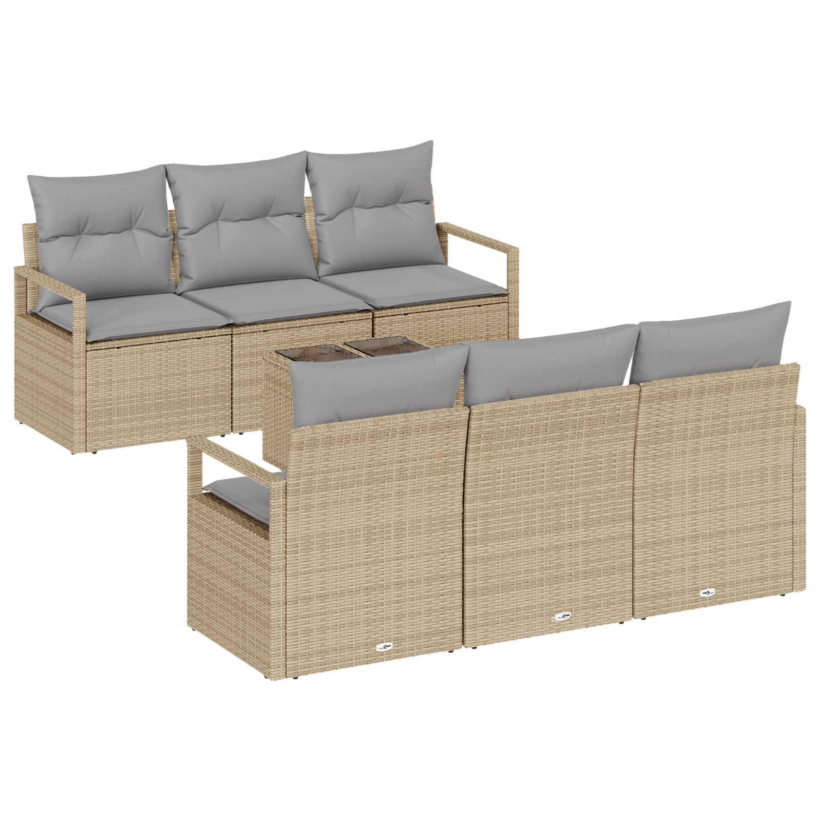 Thumbnail - vidaXL 7-teiliges Garten-Sofa-Set mit Kissen in Beige aus Poly Rattan