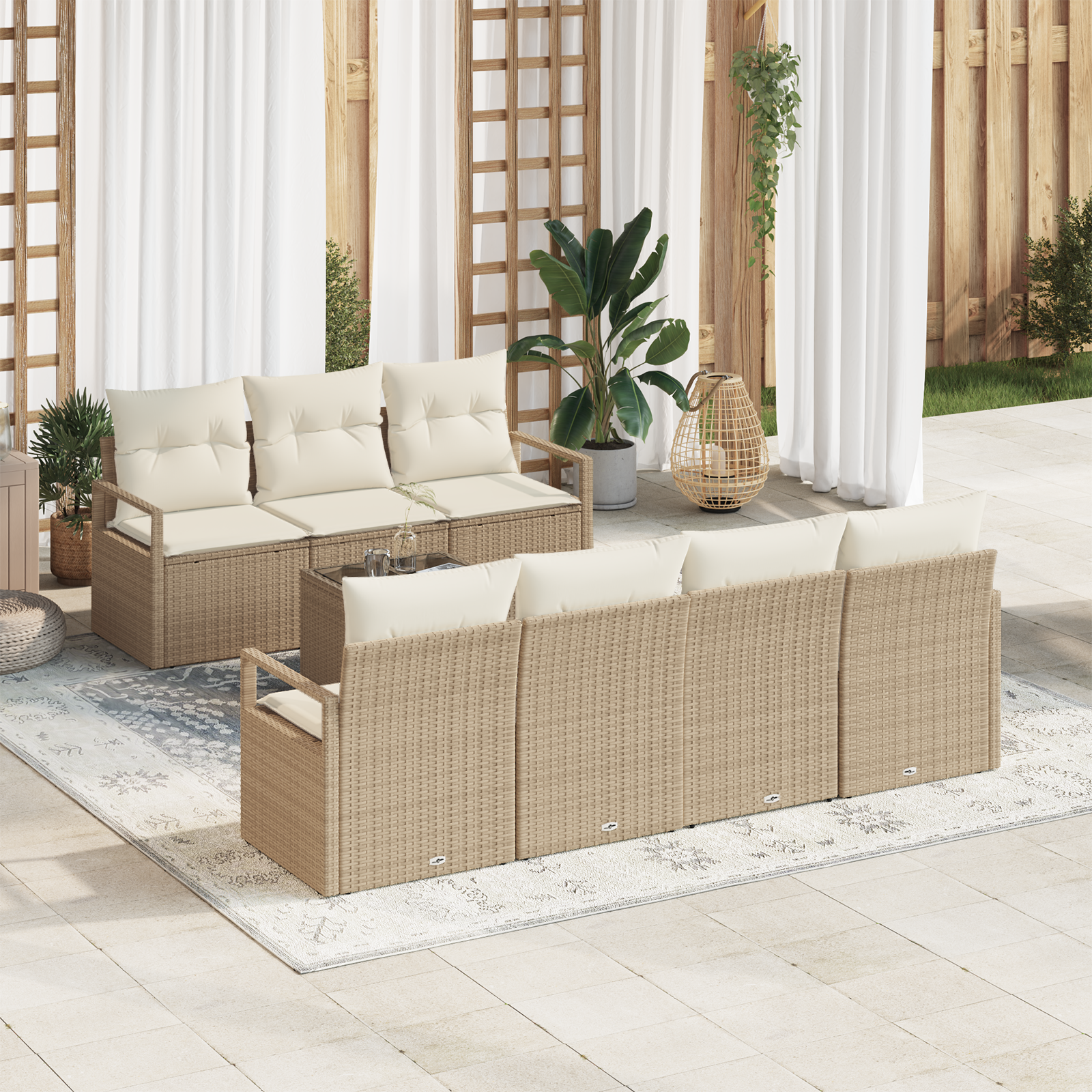 Thumbnail - vidaXL 8-teiliges Garten Sofa Set mit Kissen Beige Poly Rattan