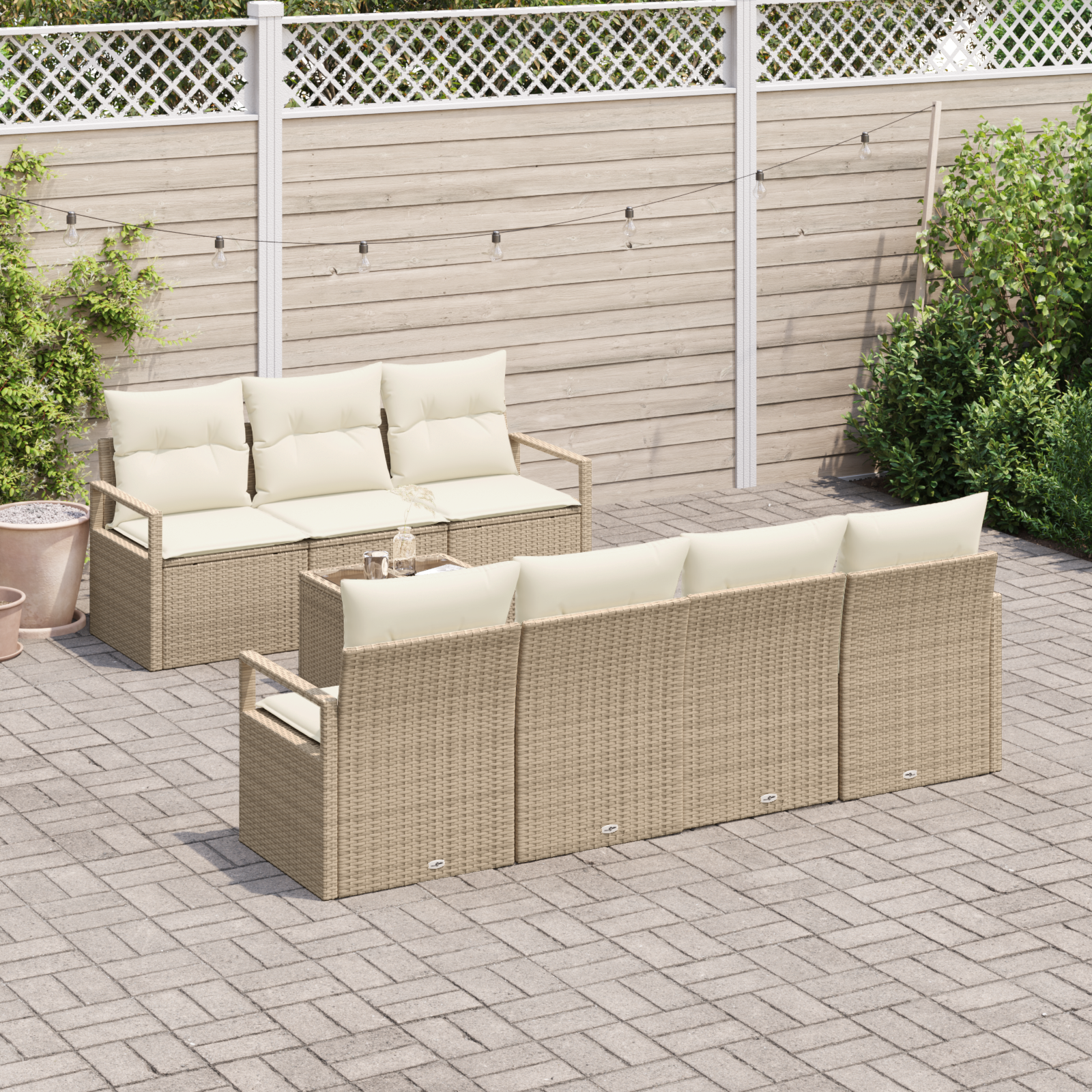 Thumbnail - vidaXL 8-teiliges Garten Sofa Set mit Kissen Beige Poly Rattan