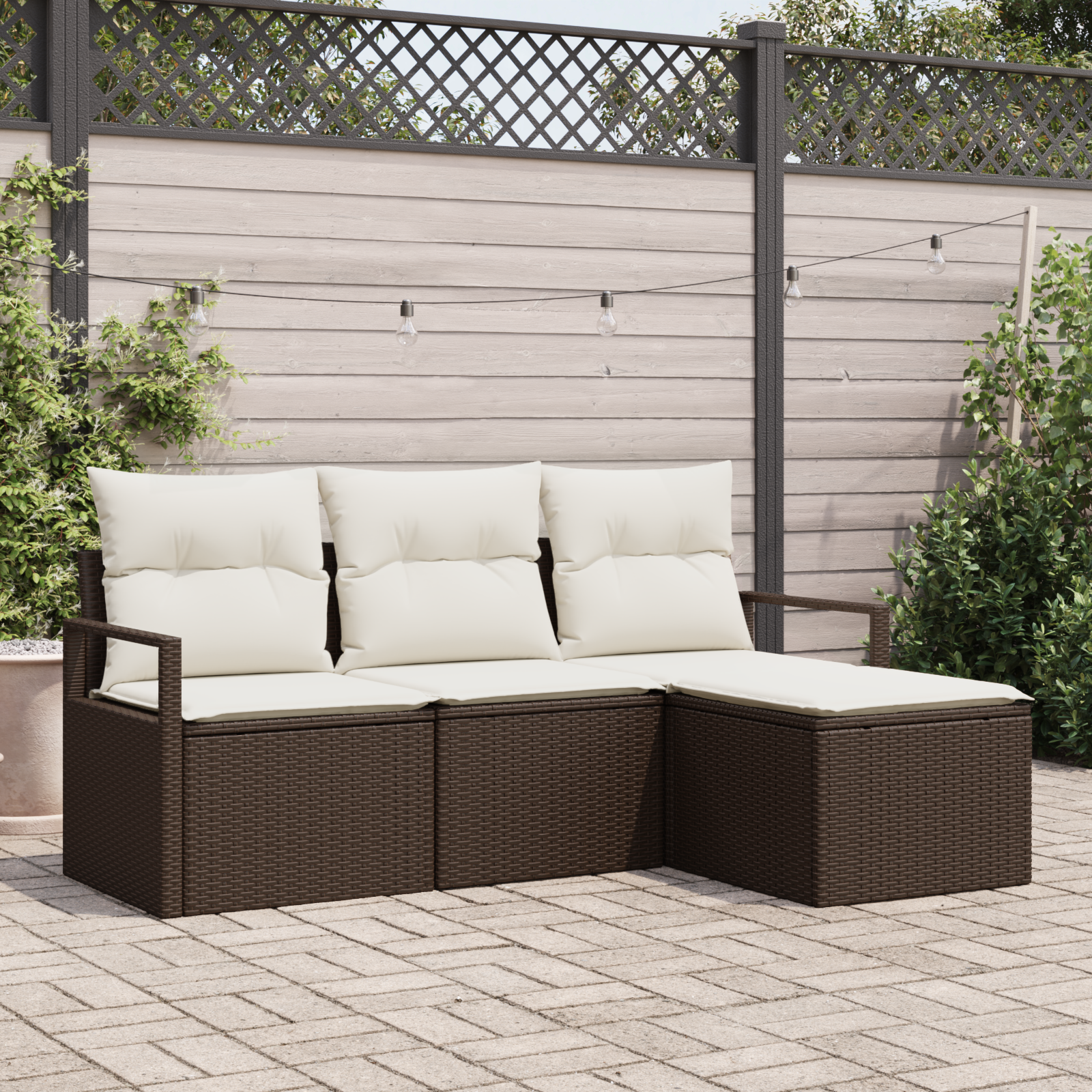 Thumbnail - vidaXL 4-teilige Garten Sofa Set mit Kissen Braun Poly Rattan