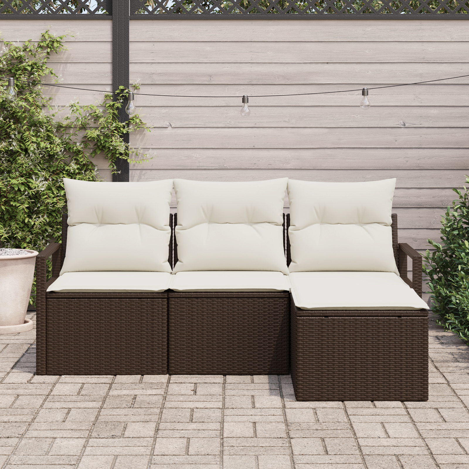 Thumbnail - vidaXL 4-teilige Garten Sofa Set mit Kissen Braun Poly Rattan