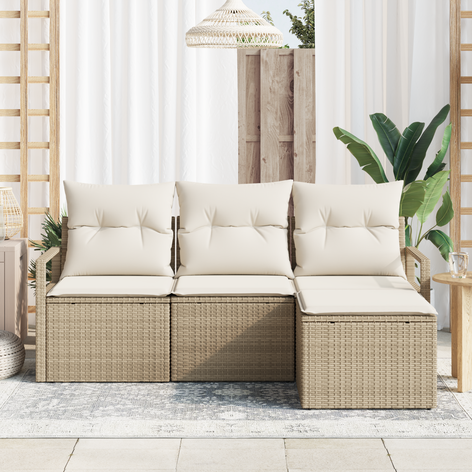 Thumbnail - vidaXL 4-teilige Garten-Sofa mit Kissen Beige Poly Rattan